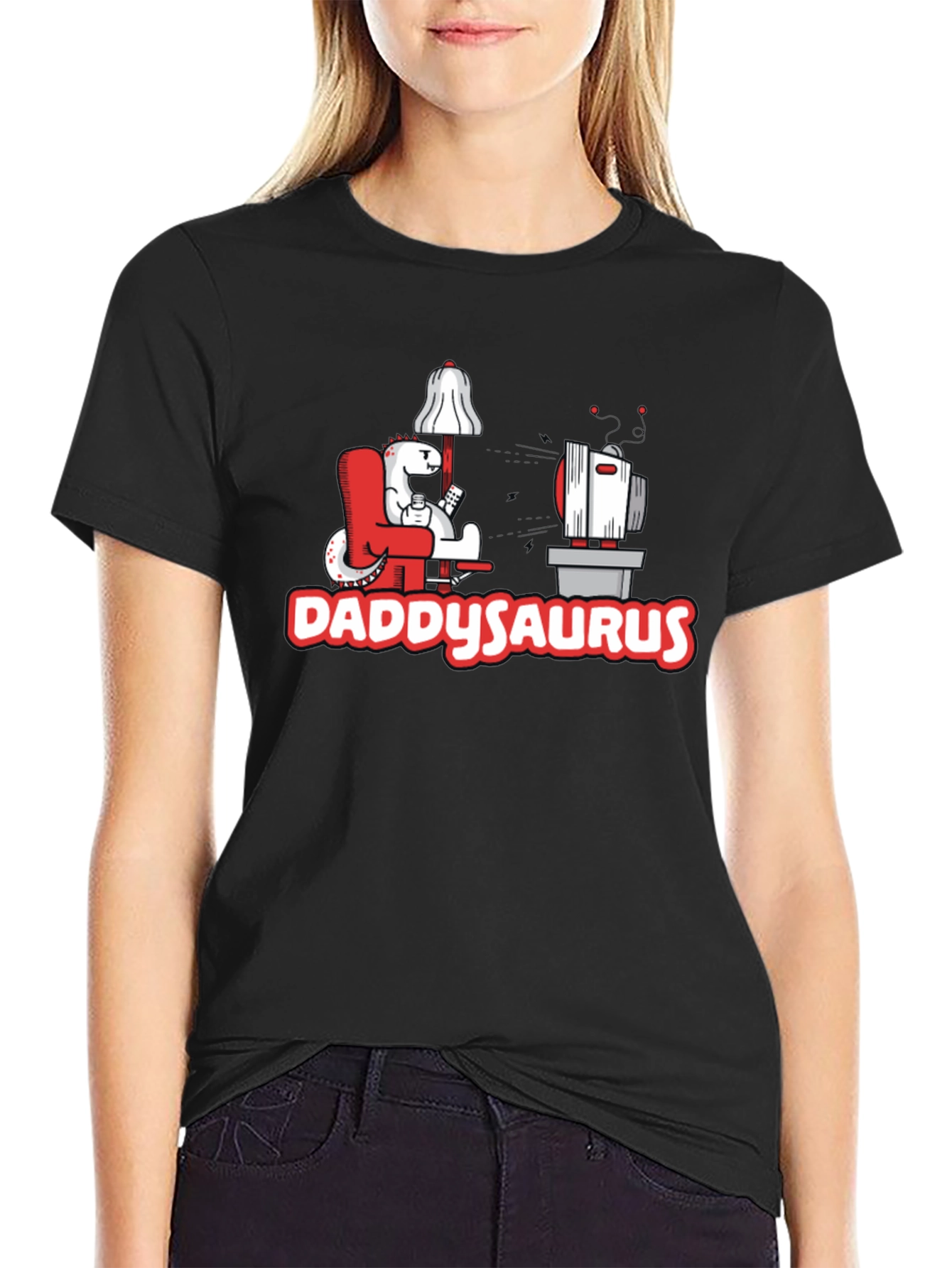 DaddySaurus T-Shirt - Gamer Dad Dinosaur Tee