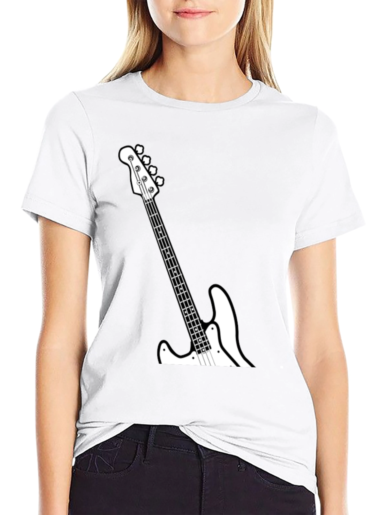 Cool Bass Guitar Graphic Tee - Black