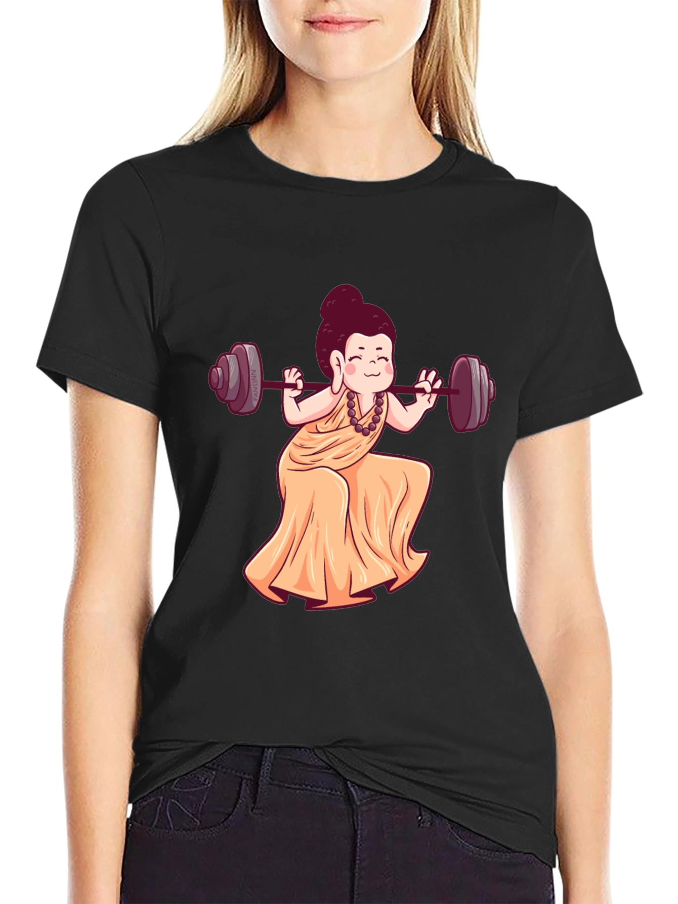 Buddha Barbell Black T-Shirt