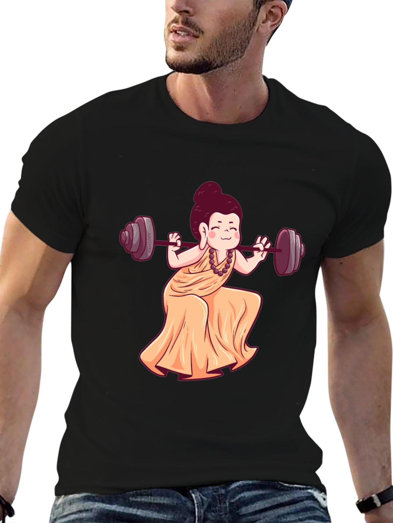 Buddha Barbell Black T-Shirt