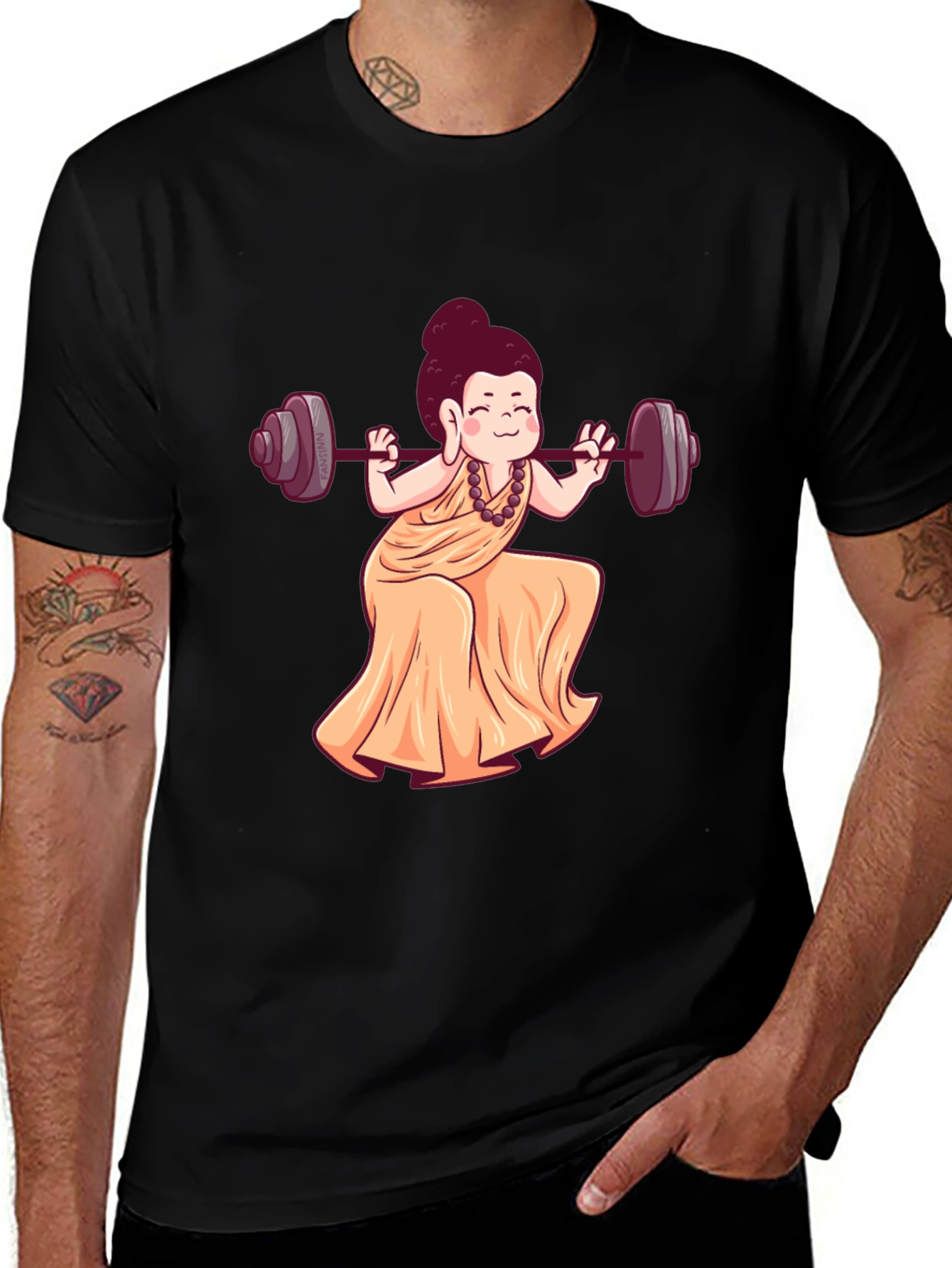 Buddha Barbell Black T-Shirt