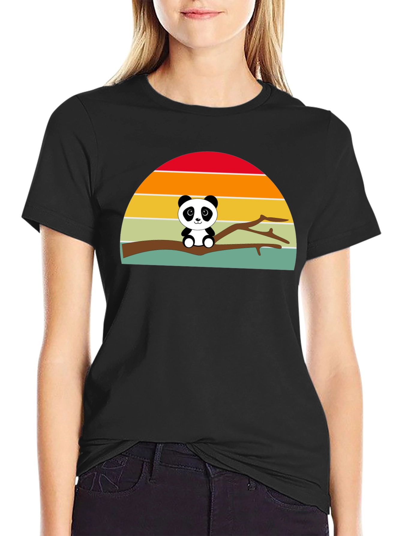 Panda Sunset Graphic Tee - Soft Cotton Blend