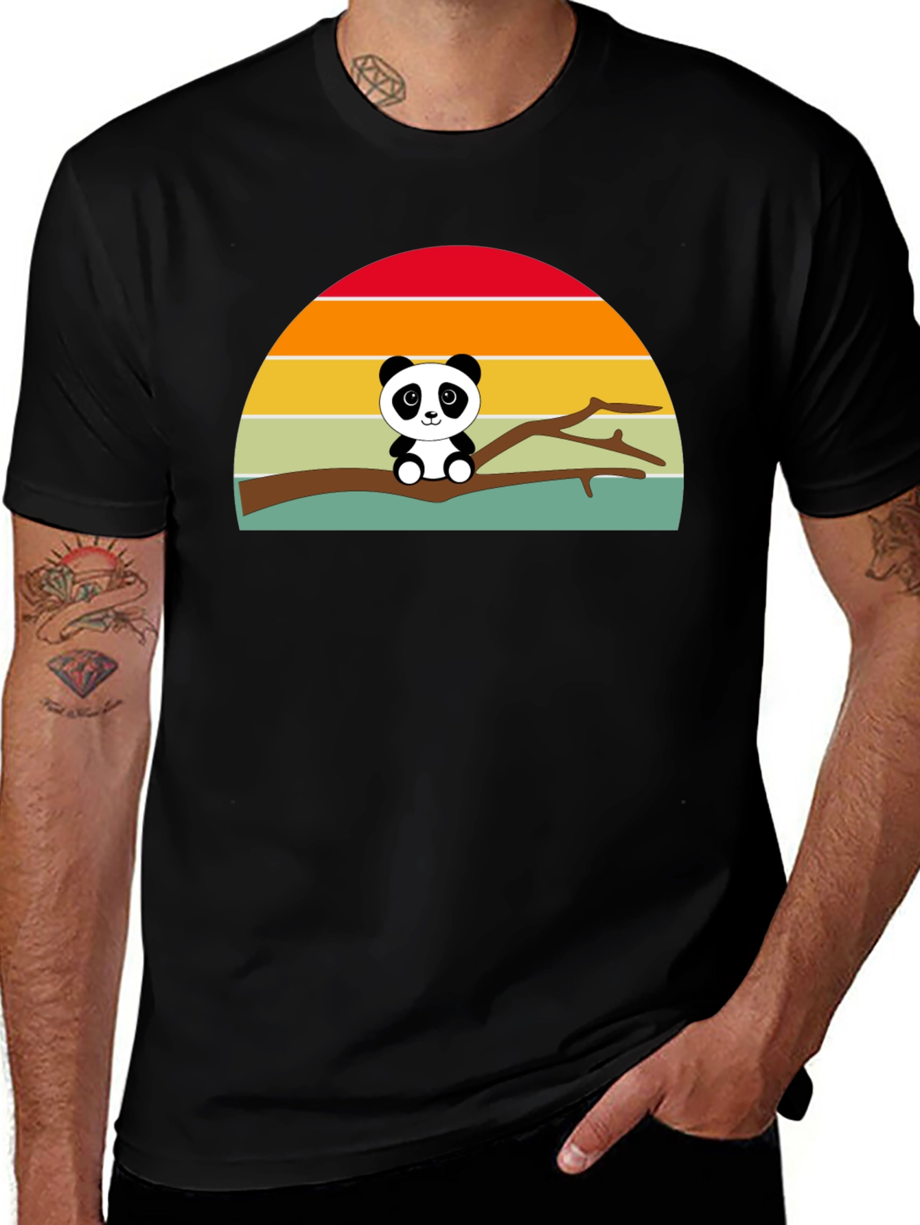 Panda Sunset Graphic Tee - Soft Cotton Blend