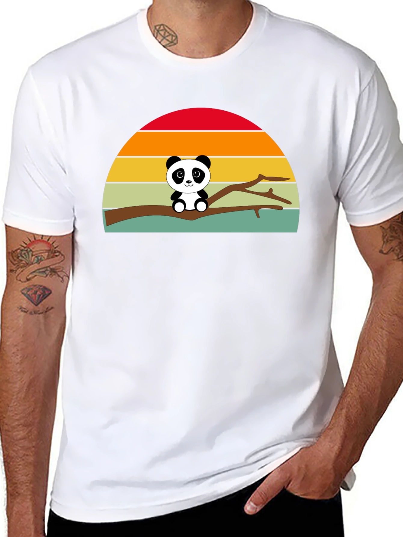 Panda Sunset Graphic Tee - Soft Cotton Blend