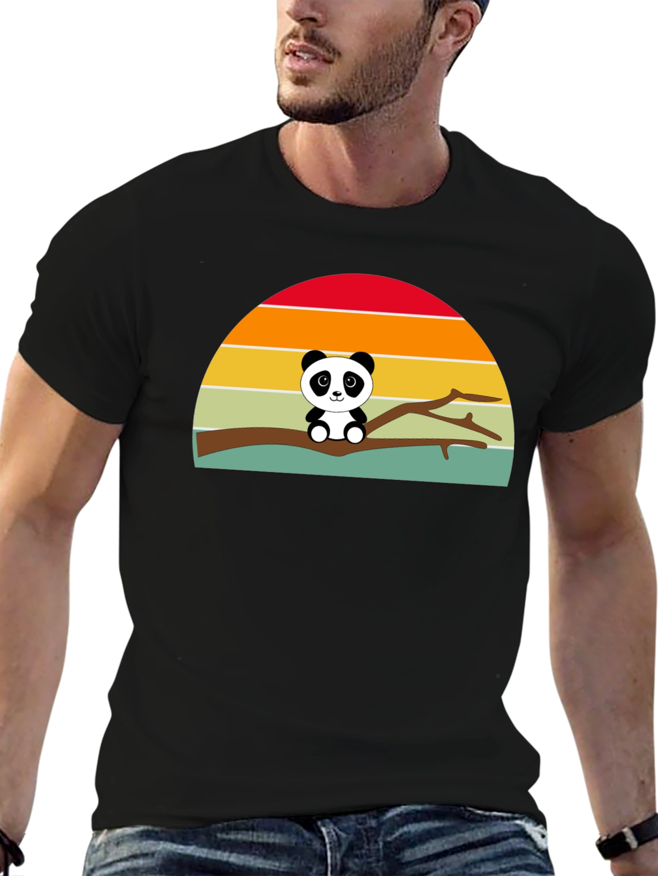 Panda Sunset Graphic Tee - Soft Cotton Blend