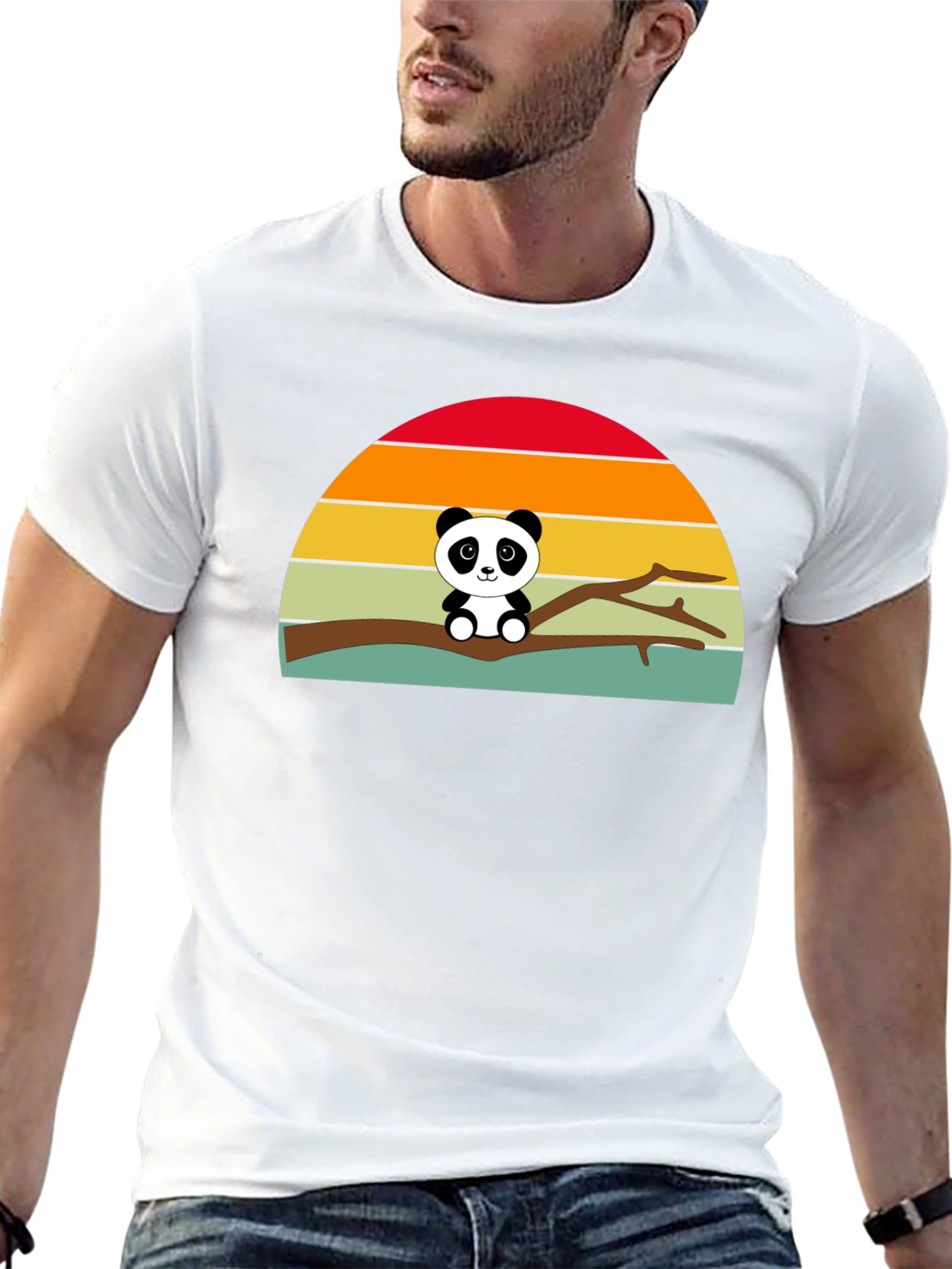 Panda Sunset Graphic Tee - Soft Cotton Blend