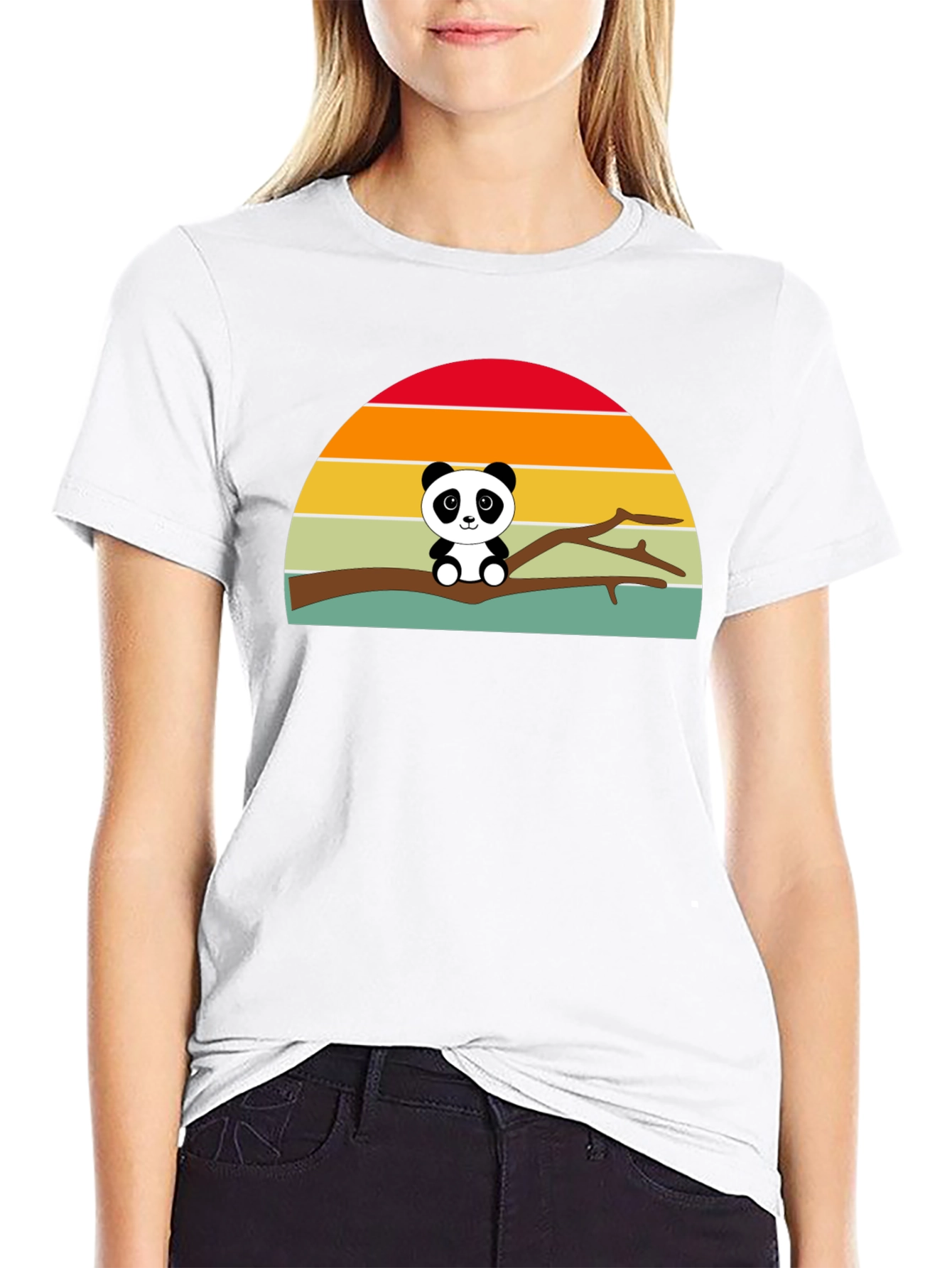 Panda Sunset Graphic Tee - Soft Cotton Blend