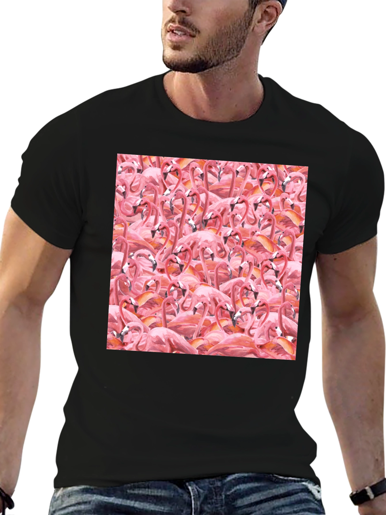 Flamingo Frenzy Tee - All-Over Print Graphic T-Shirt