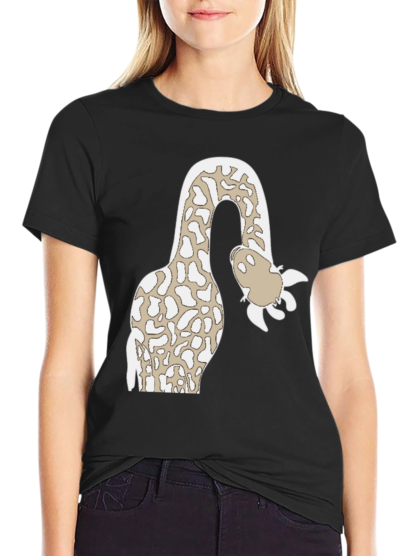 Giraffe Cartoon Graphic Tee - Quirky Animal Design