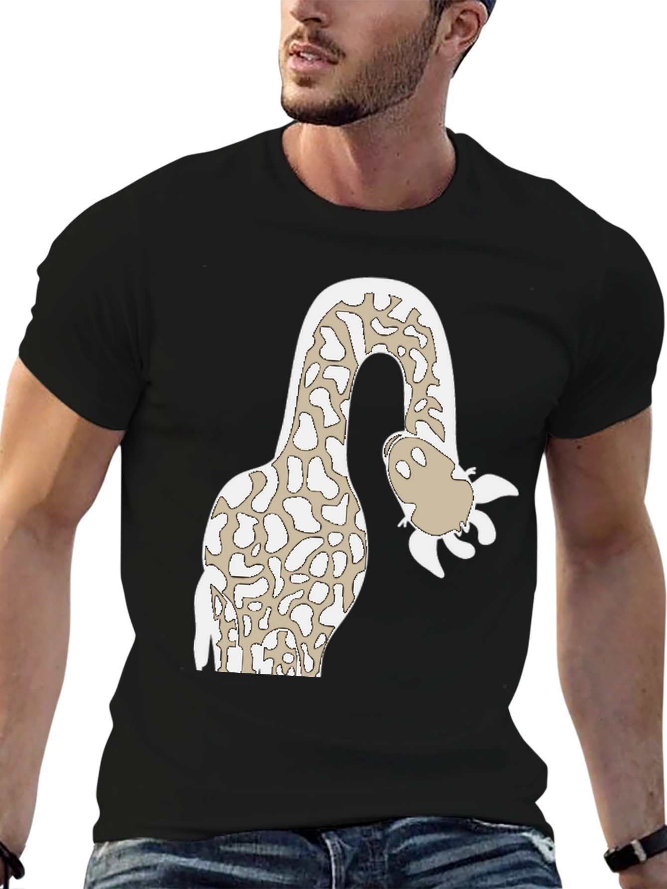 Giraffe Cartoon Graphic Tee - Quirky Animal Design