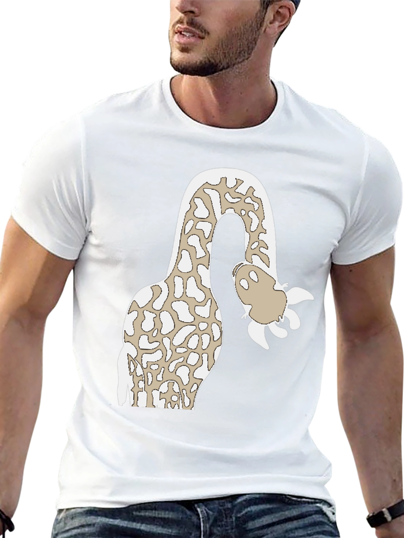 Giraffe Cartoon Graphic Tee - Quirky Animal Design