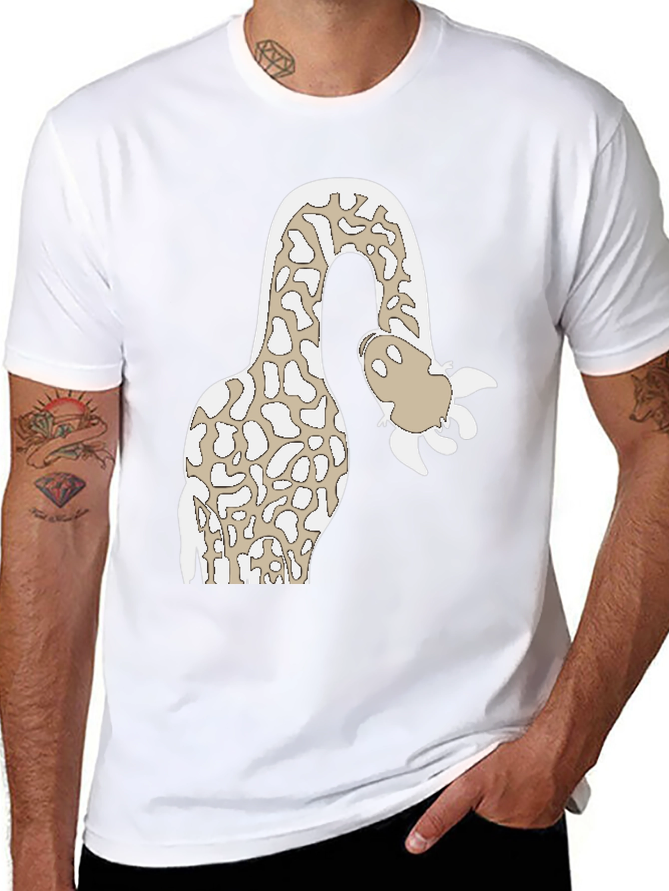 Giraffe Cartoon Graphic Tee - Quirky Animal Design