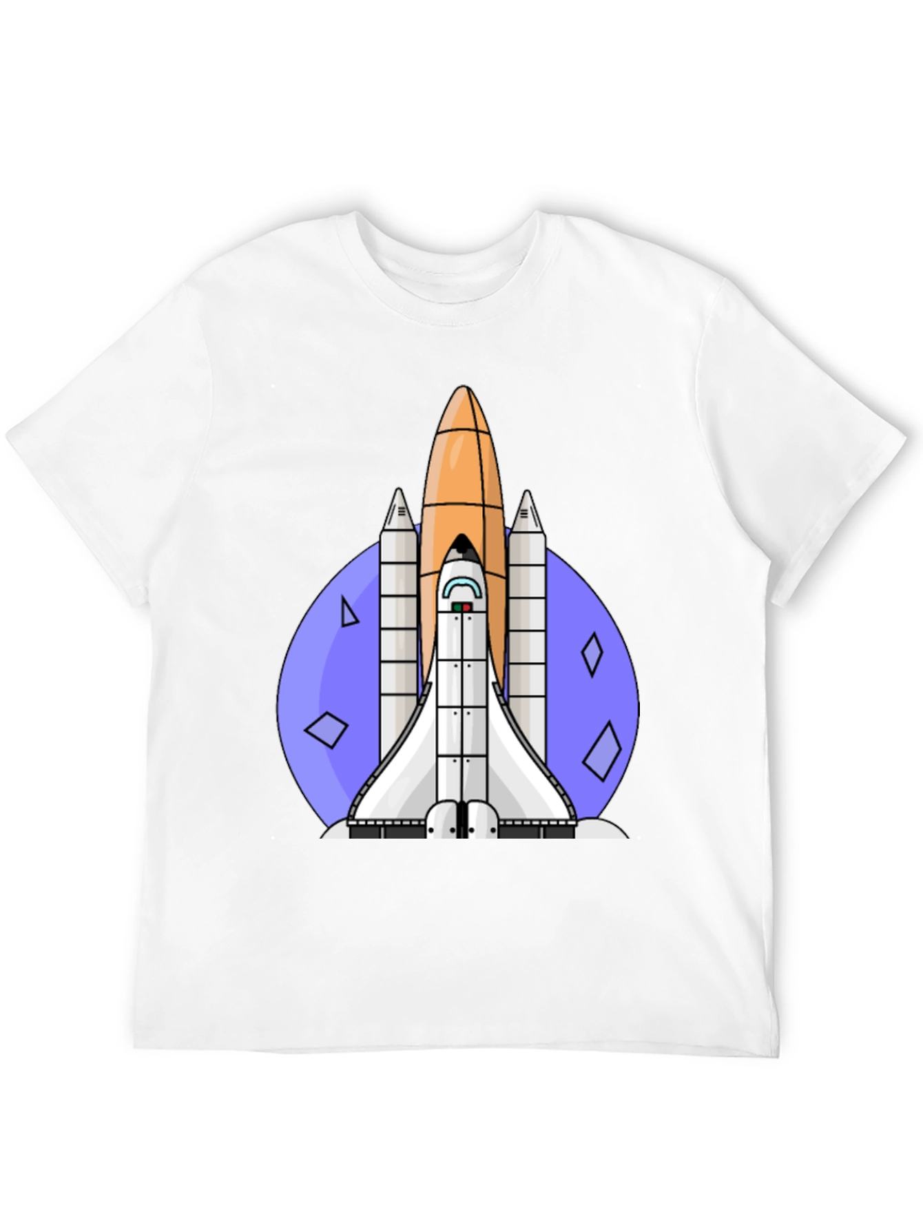 Retro Space Shuttle Graphic Tee - Black Cotton Blend