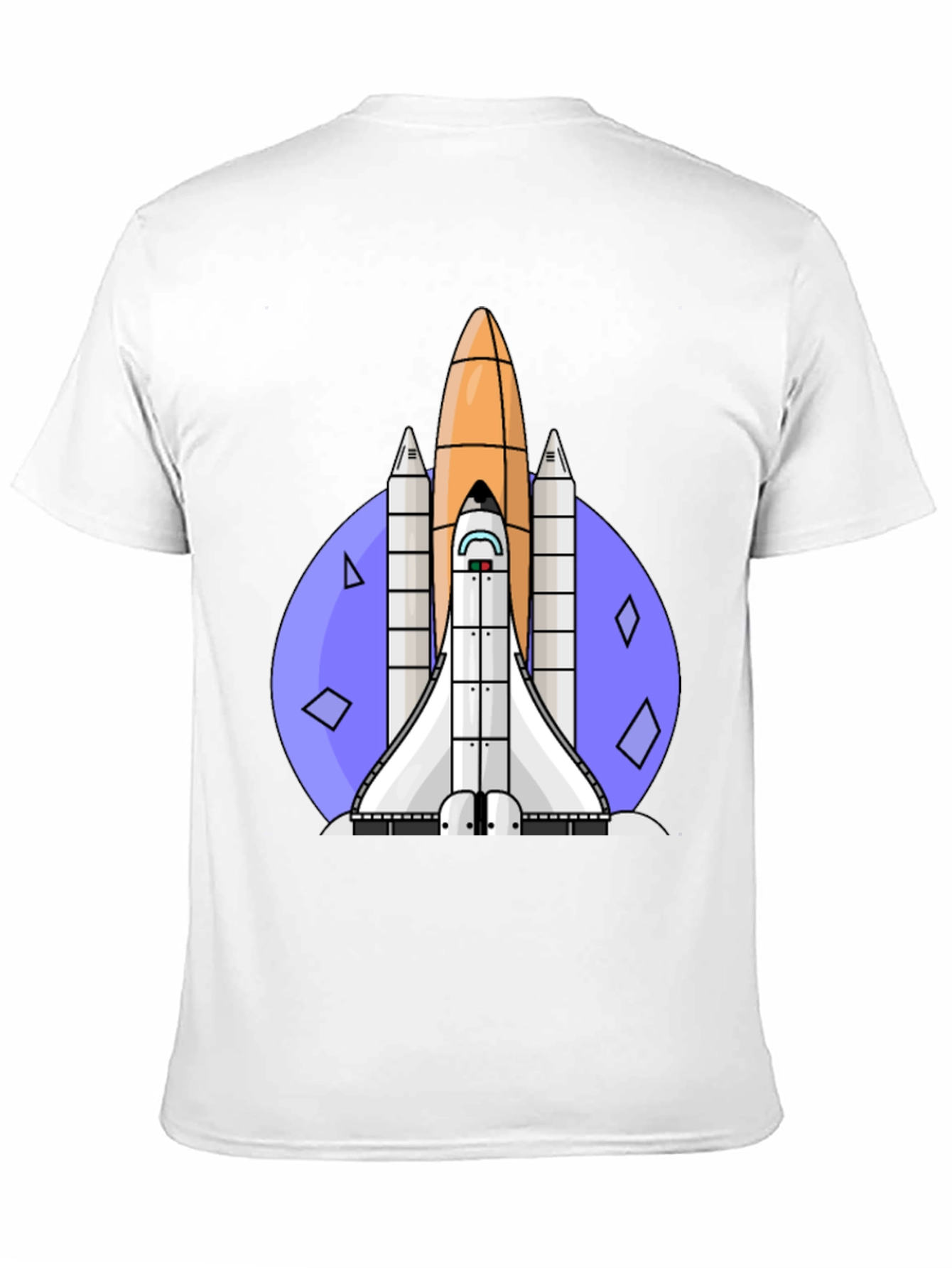 Retro Space Shuttle Graphic Tee - Black Cotton Blend