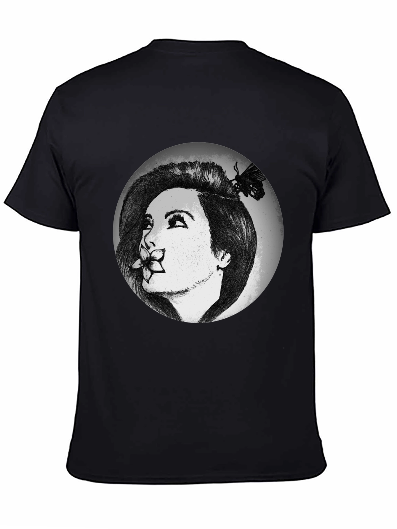 Woman with Flower Graphic T-Shirt