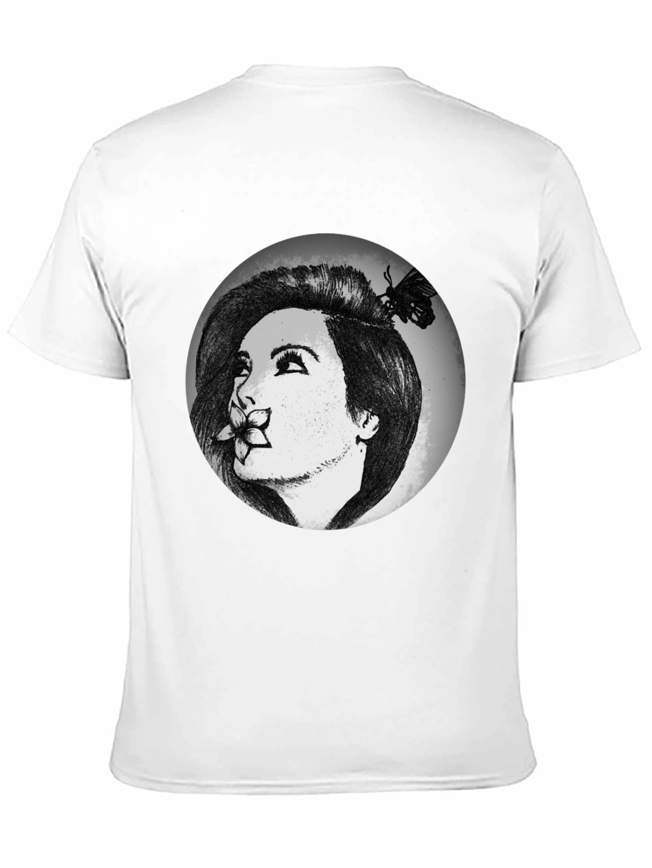 Woman with Flower Graphic T-Shirt