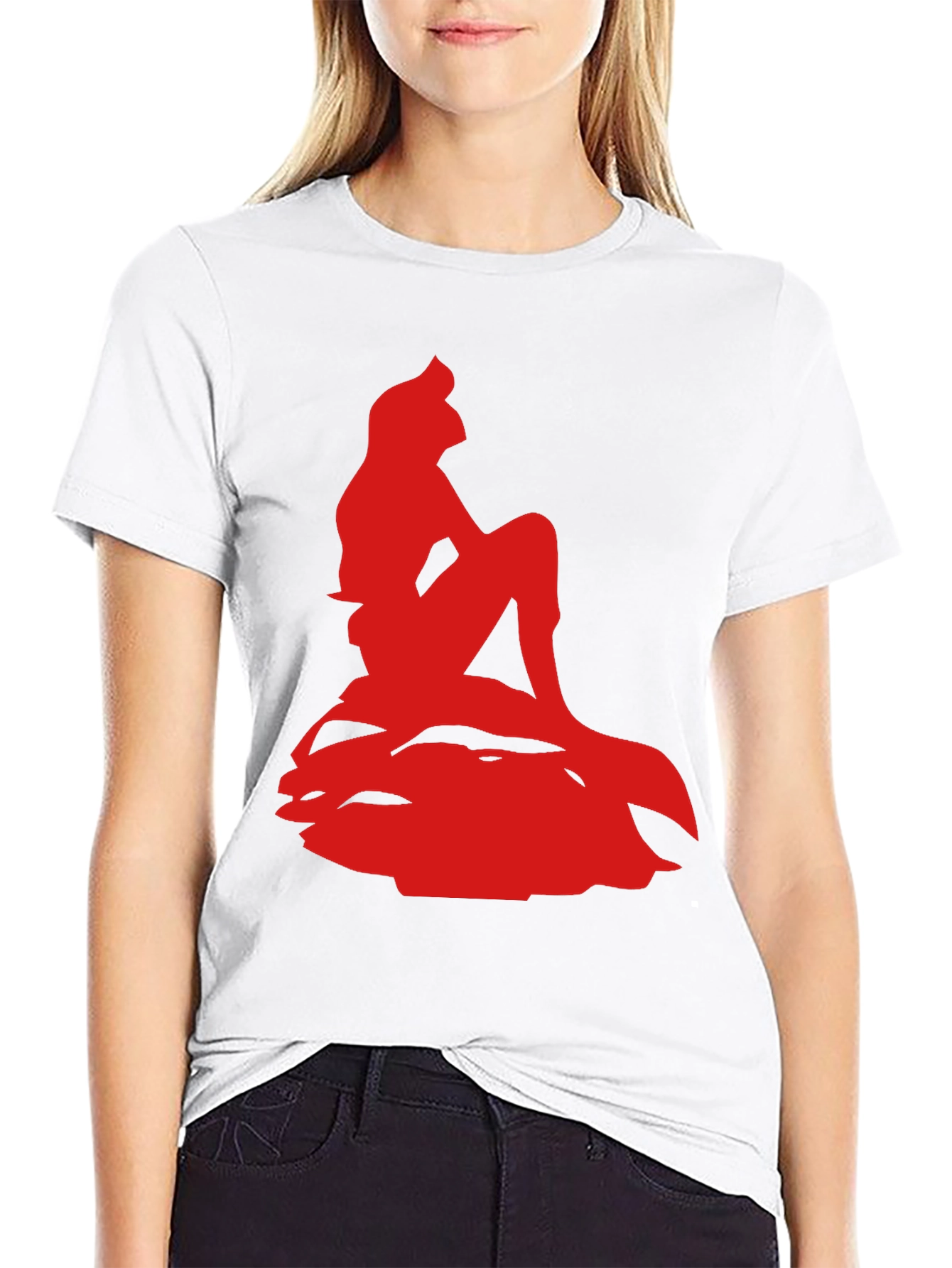 Ariel Silhouette Graphic Tee - Black Cotton Blend