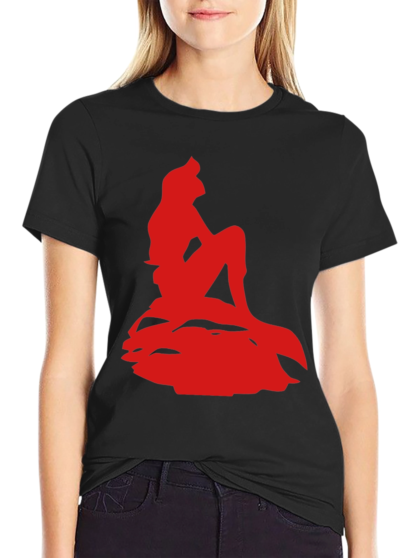 Ariel Silhouette Graphic Tee - Black Cotton Blend