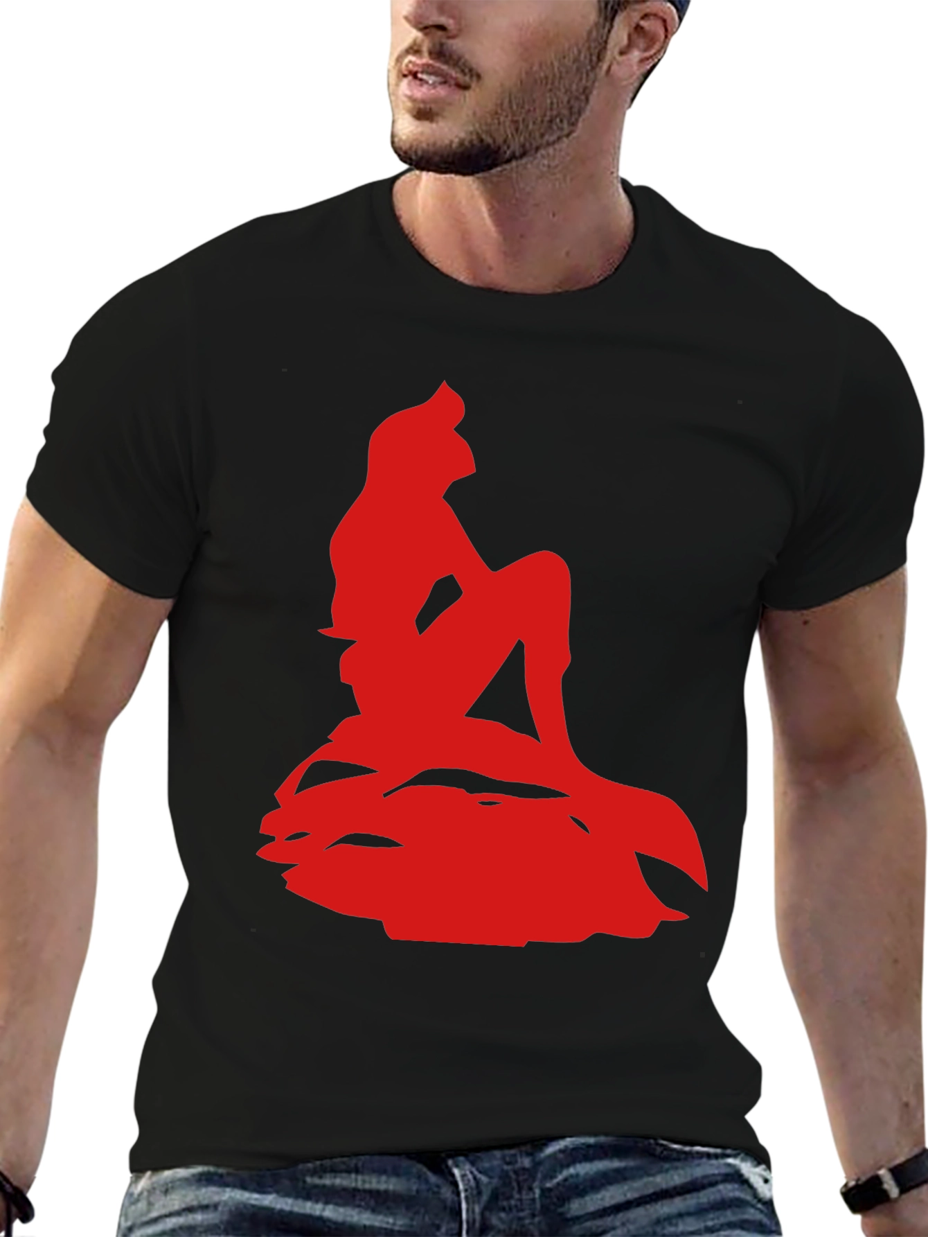 Ariel Silhouette Graphic Tee - Black Cotton Blend
