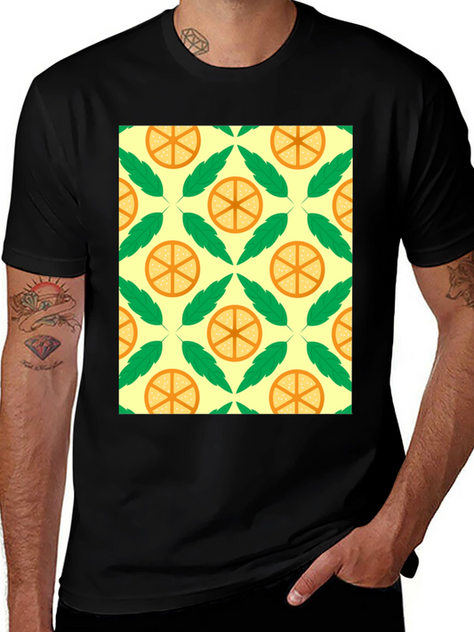 Citrus & Leaf Patterned Graphic Tee