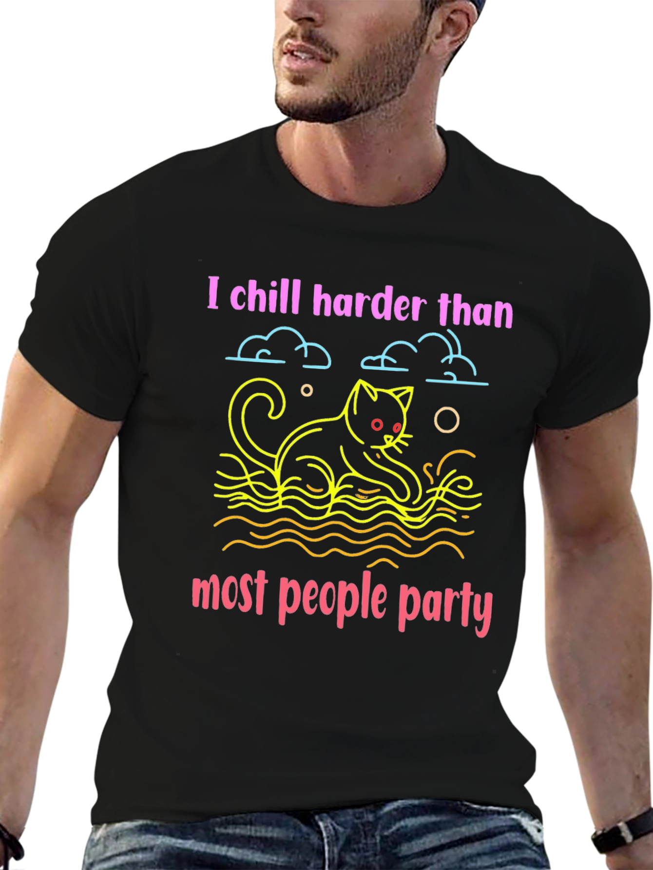 Chill Harder Cat T-Shirt - Party Animal Tee