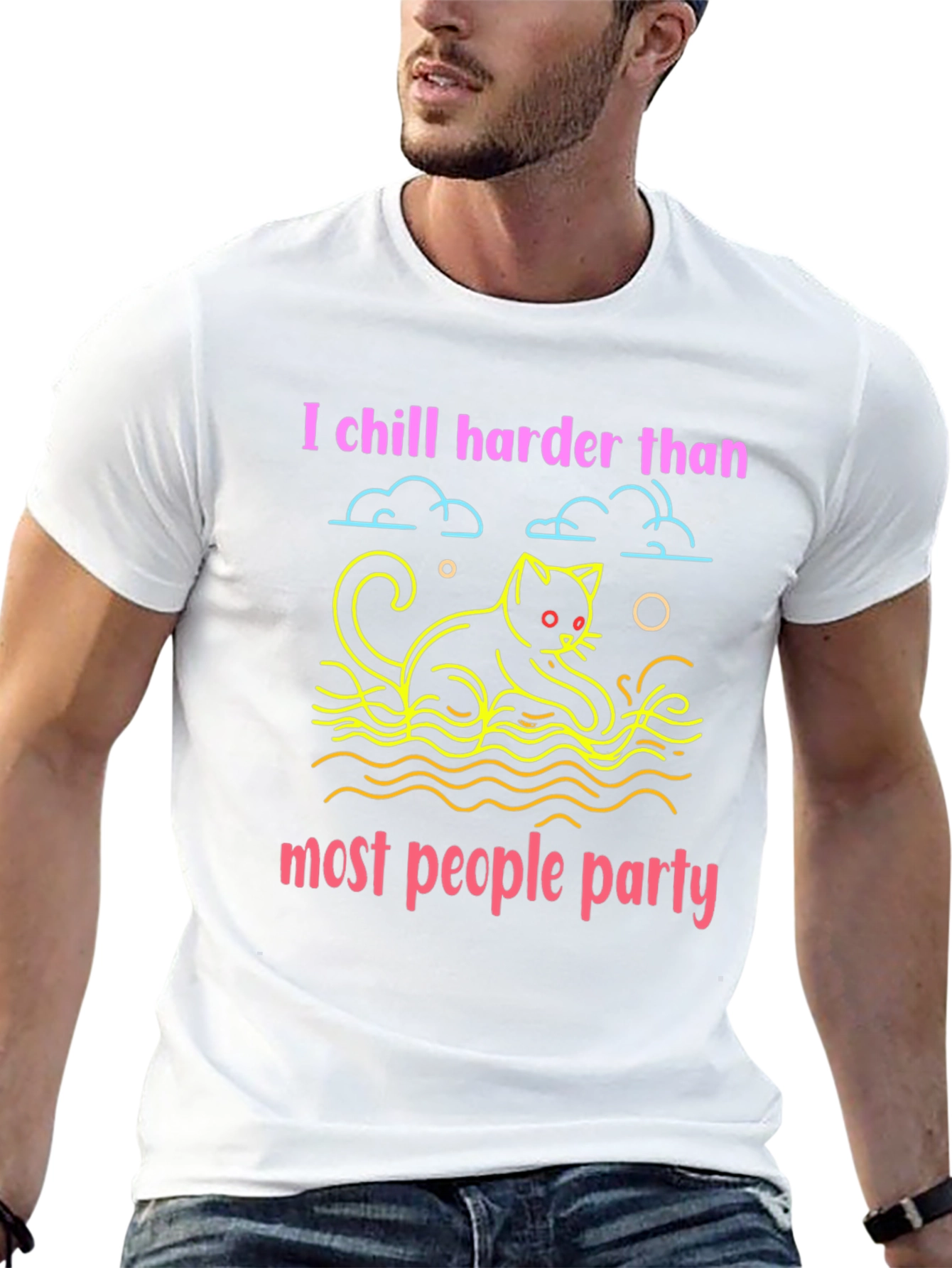Chill Harder Cat T-Shirt - Party Animal Tee