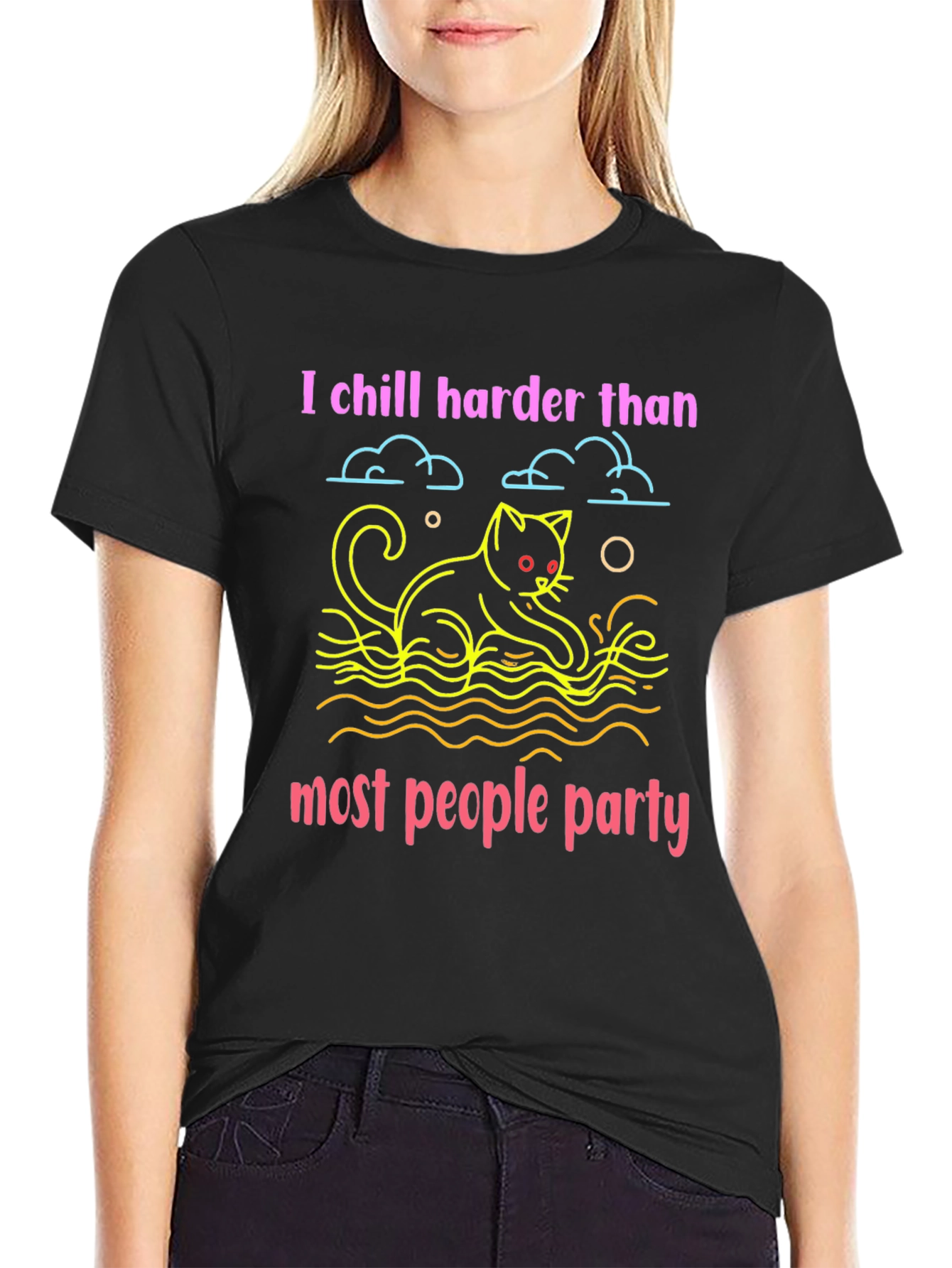 Chill Harder Cat T-Shirt - Party Animal Tee