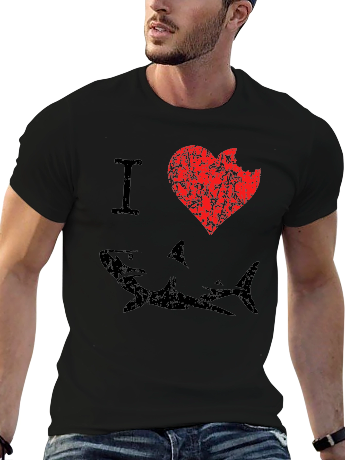I Love Sharks Mens Graphic T-Shirt
