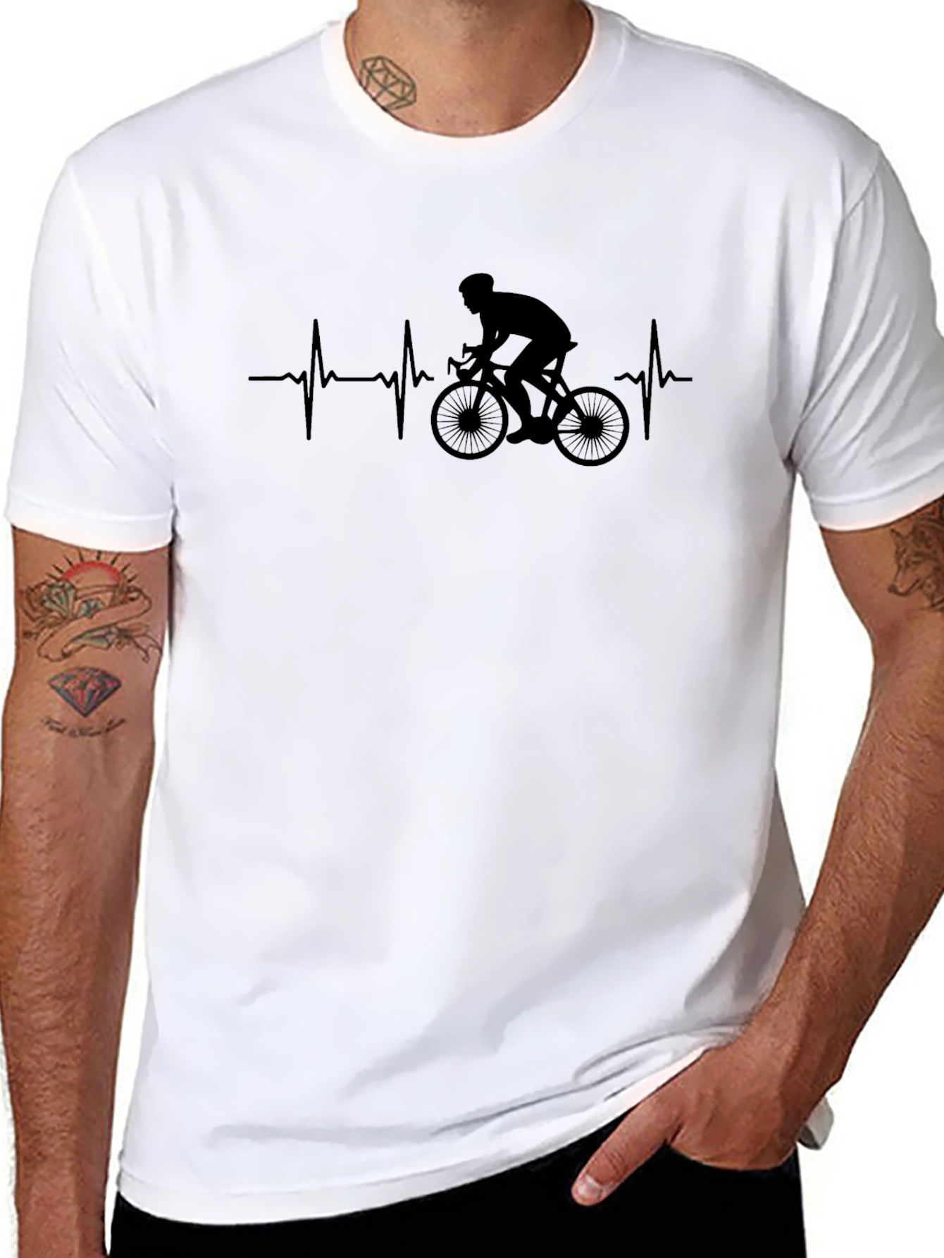 Cyclist Heartbeat Graphic Tee - Black
