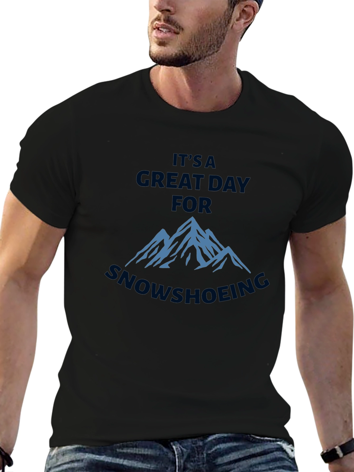 Great Day for Snowshoeing Black T-Shirt