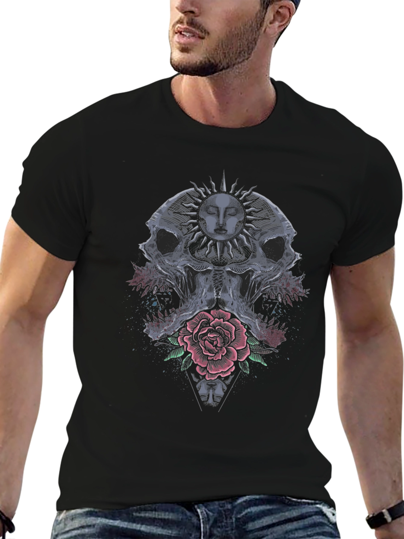 Skull & Rose Graphic Tee - Edgy Style