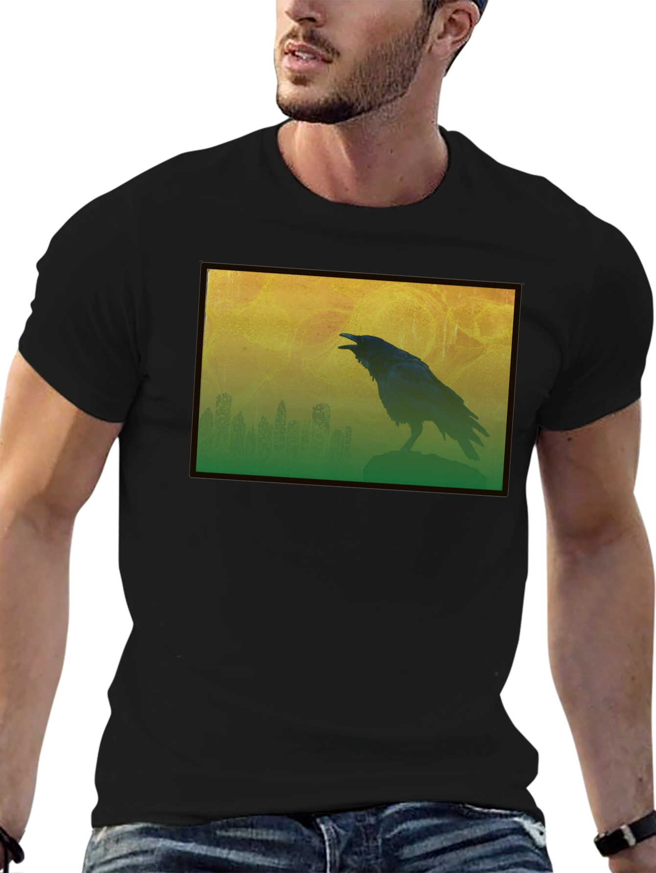 Raven Silhouette Graphic Tee - Mens Black T-Shirt