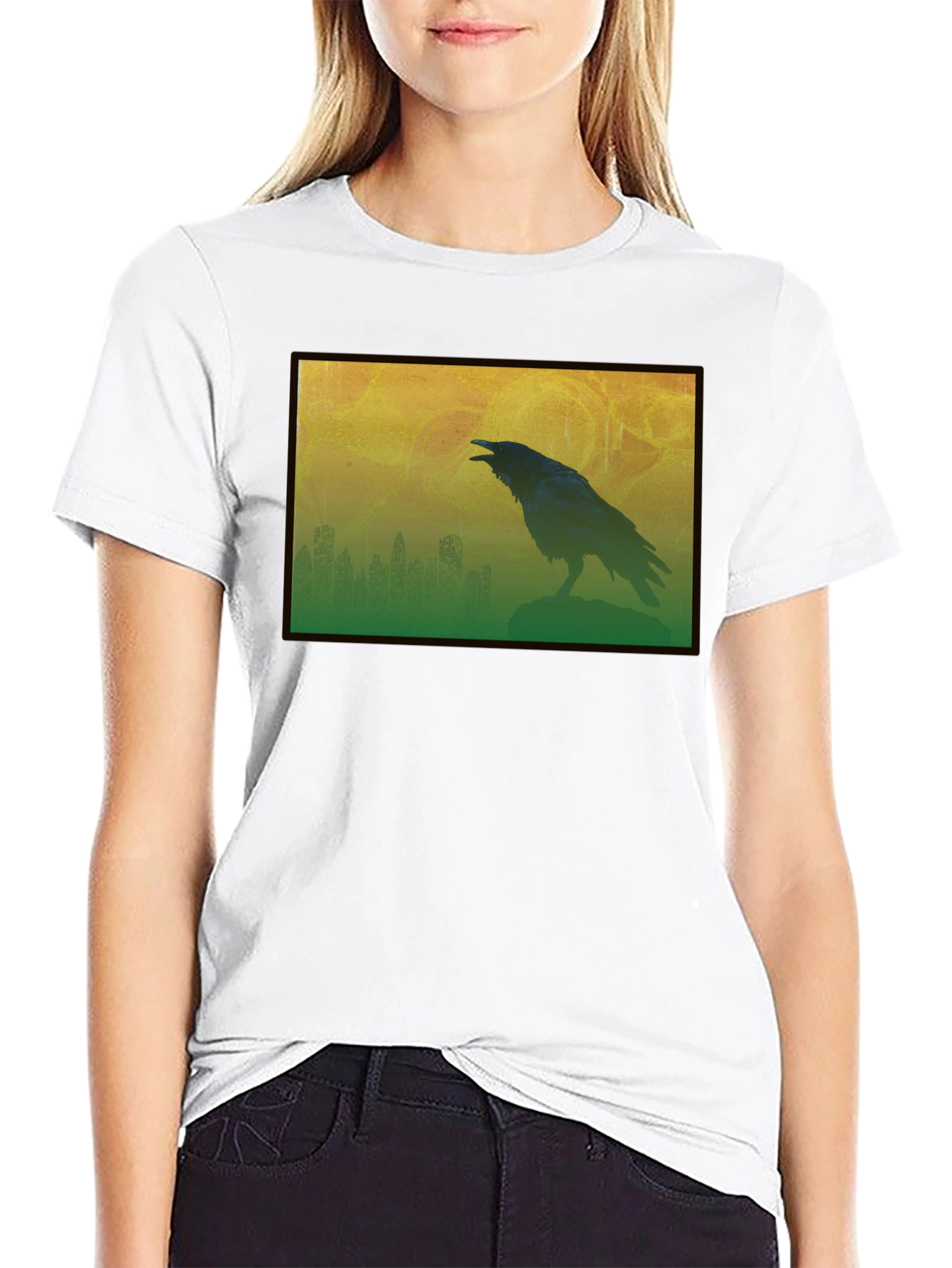 Raven Silhouette Graphic Tee - Mens Black T-Shirt