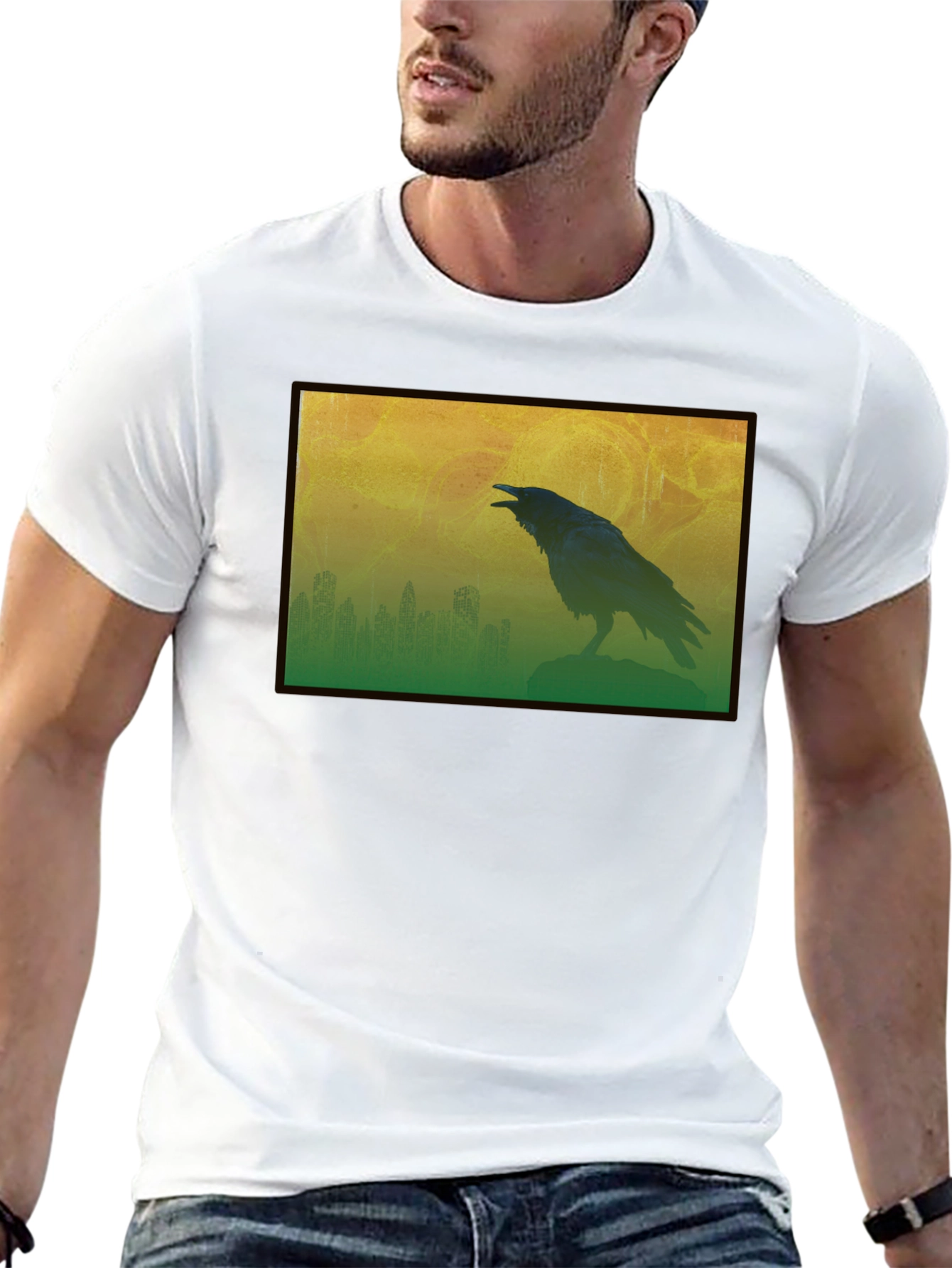 Raven Silhouette Graphic Tee - Mens Black T-Shirt