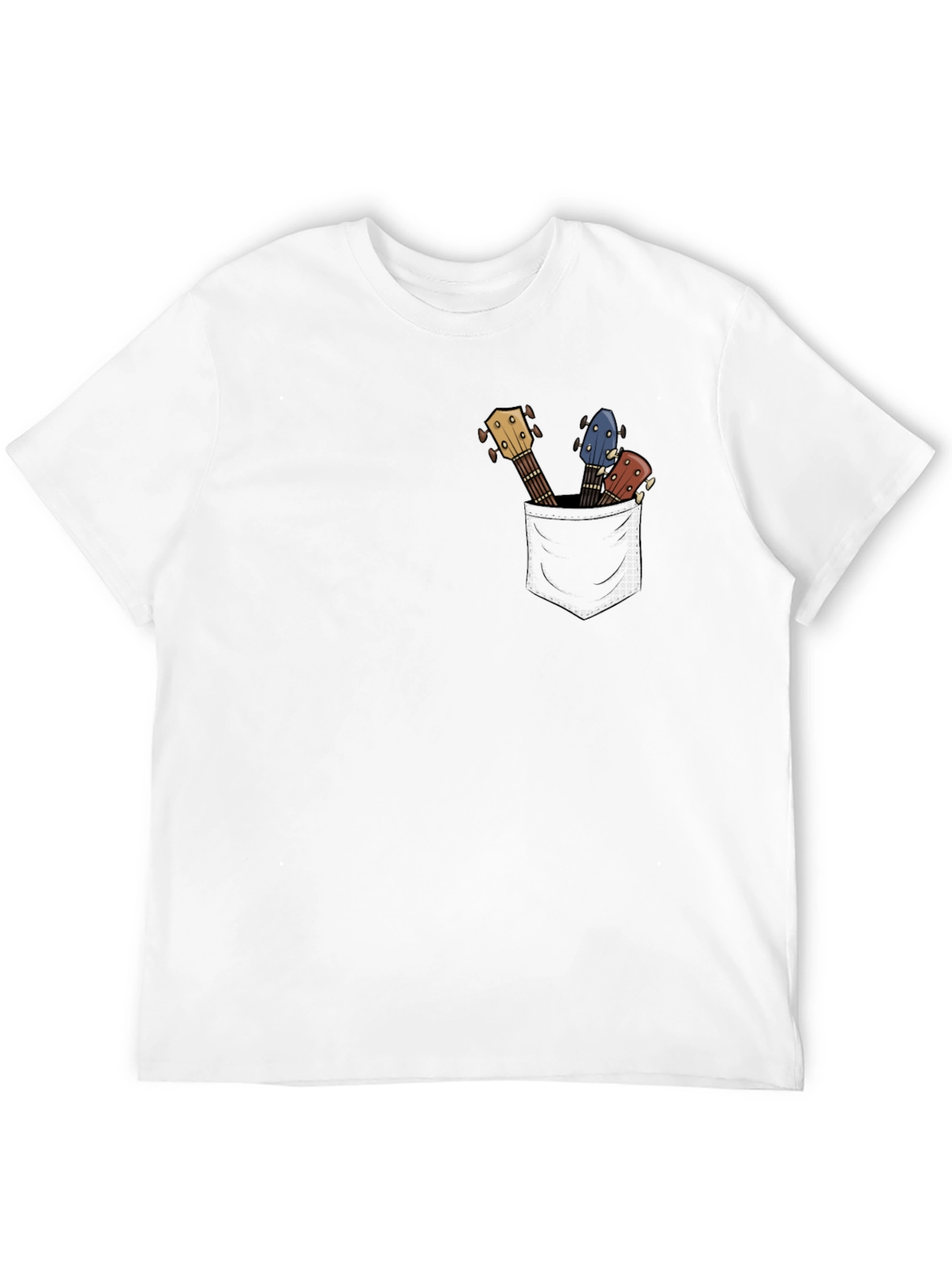 Guitar Pocket Print Mens Black T-Shirt