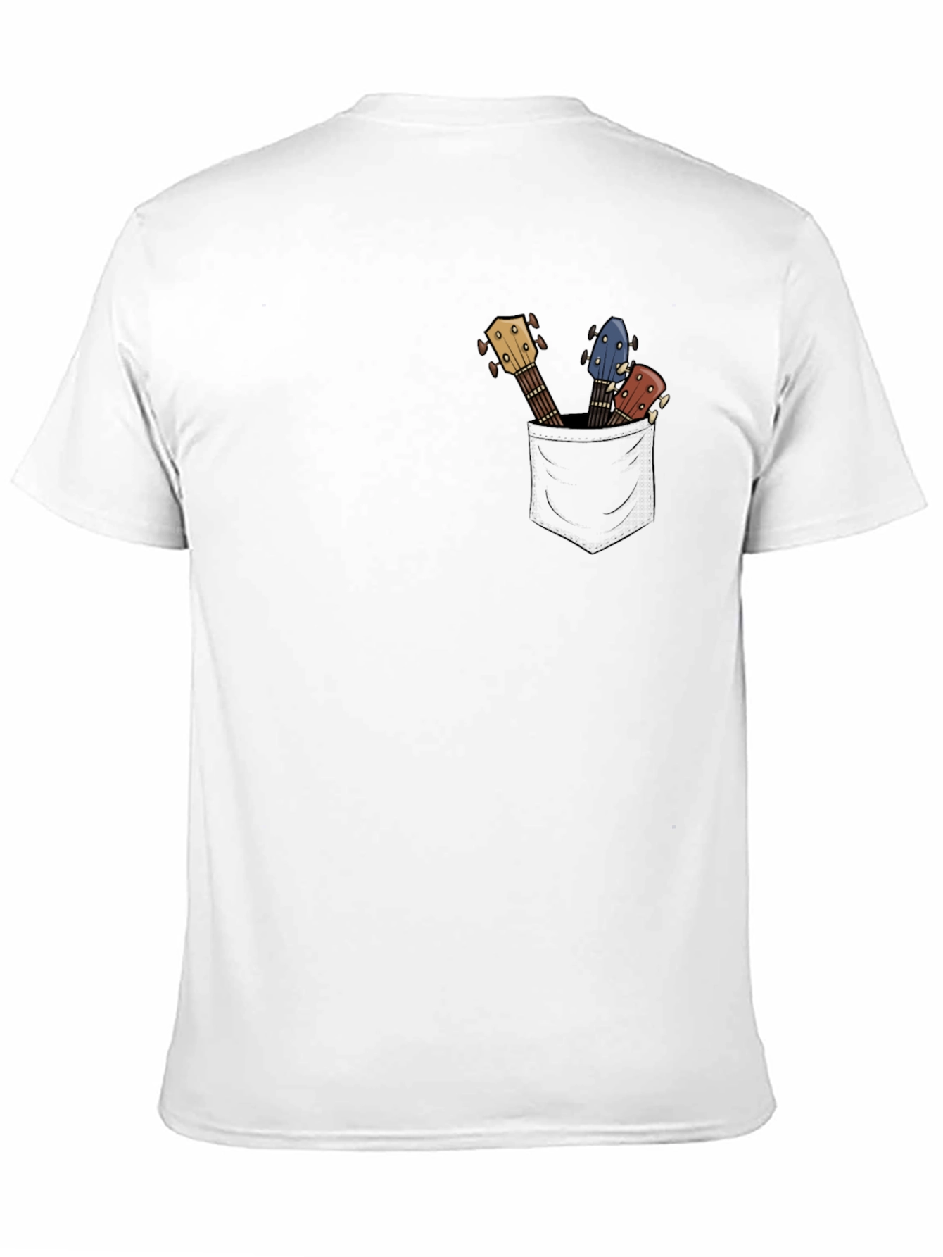 Guitar Pocket Print Mens Black T-Shirt