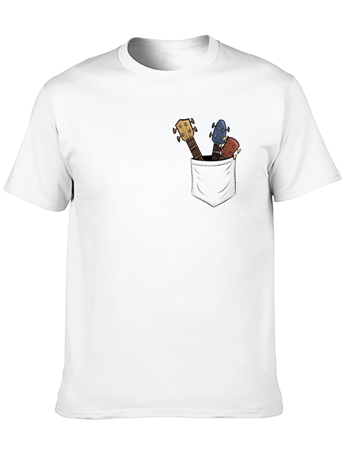 Guitar Pocket Print Mens Black T-Shirt