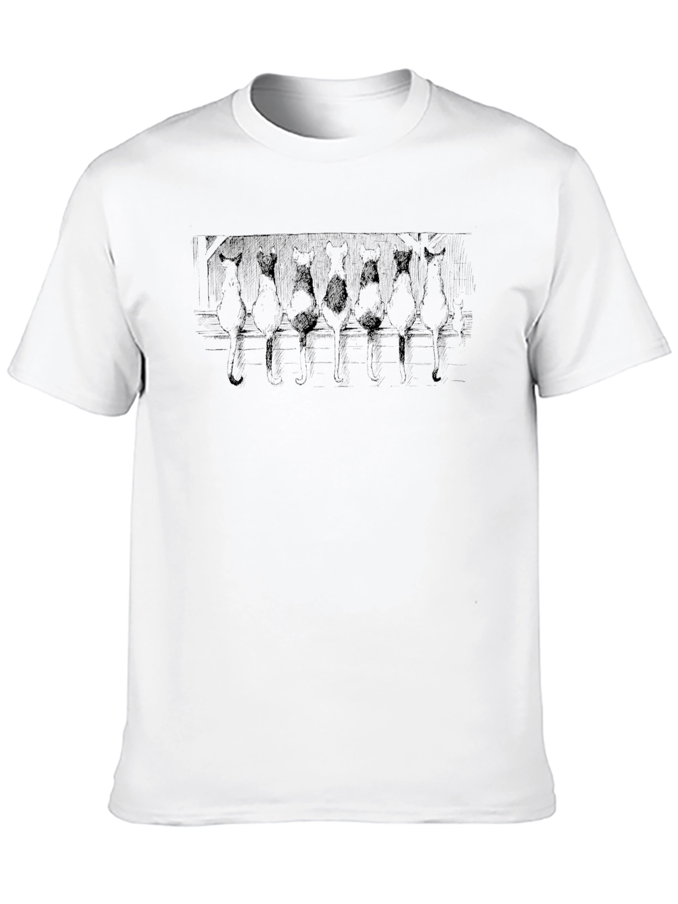 Cats on a Fence Black T-Shirt