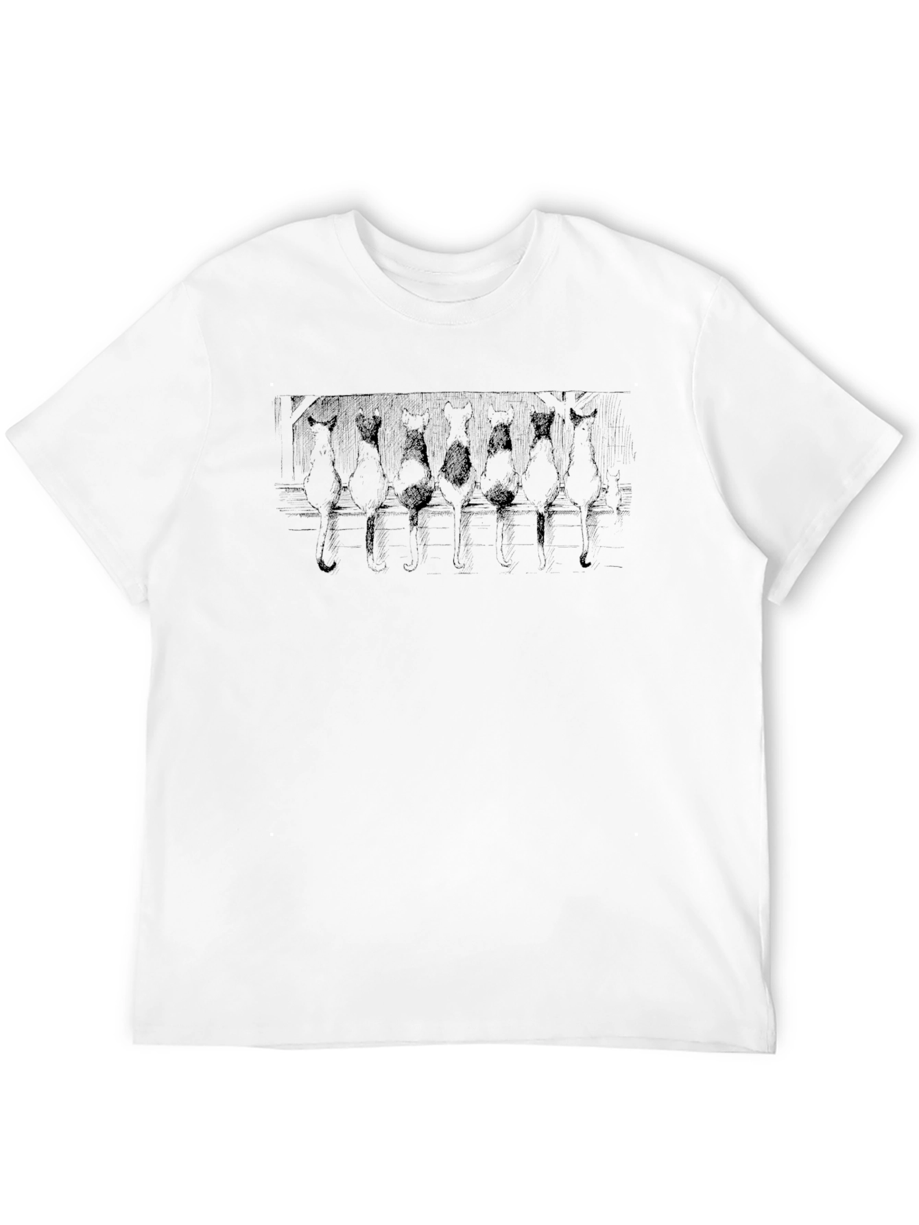 Cats on a Fence Black T-Shirt