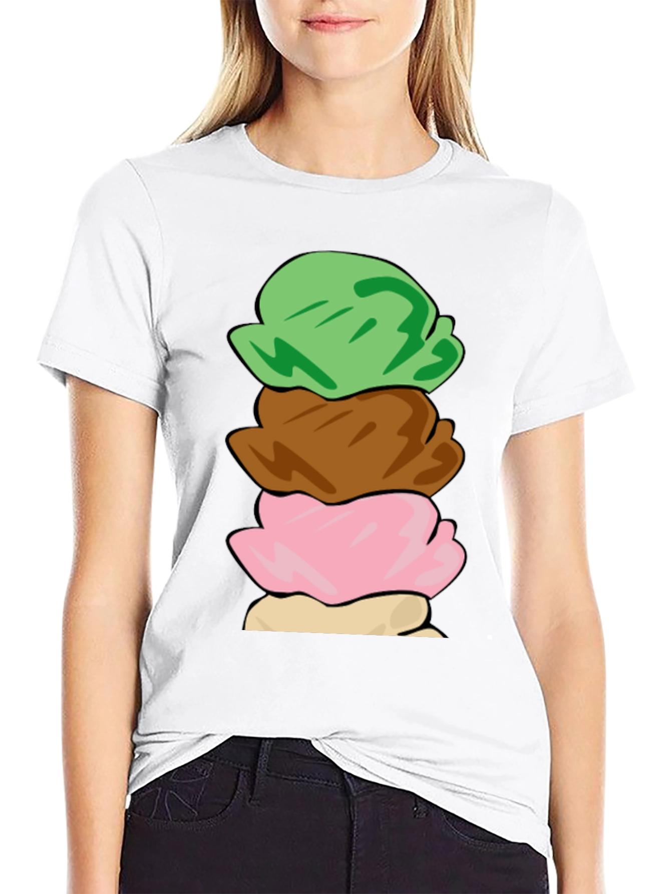 Ice Cream Scoop Stack Graphic T-Shirt