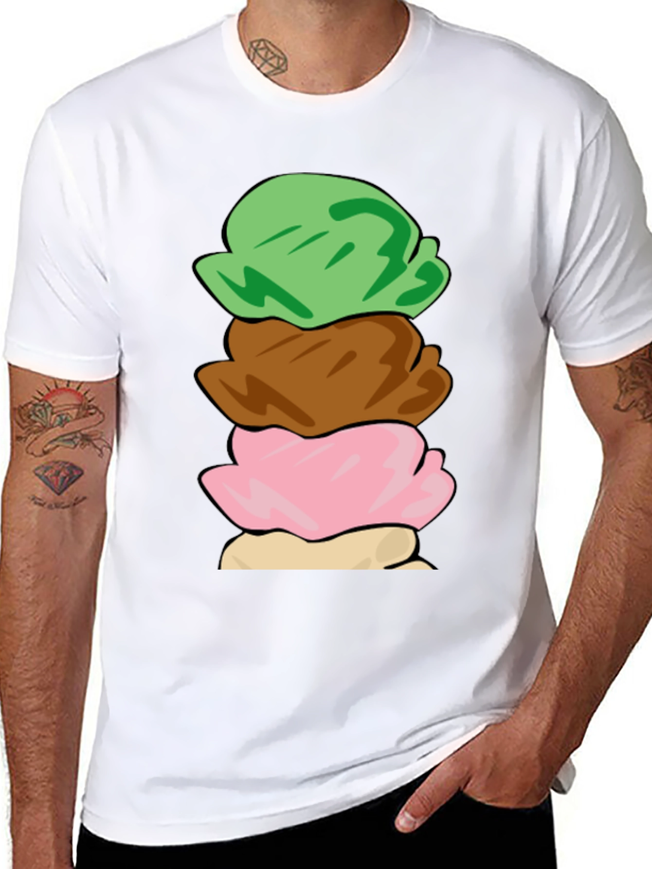 Ice Cream Scoop Stack Graphic T-Shirt