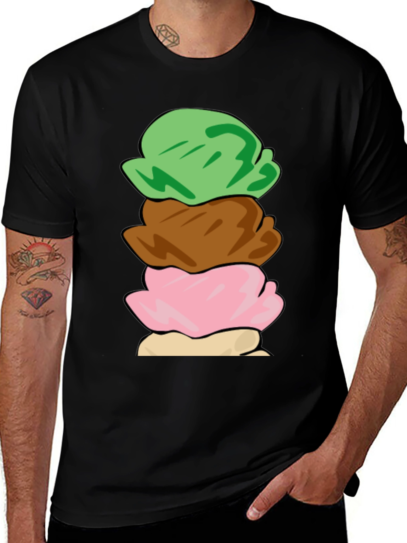 Ice Cream Scoop Stack Graphic T-Shirt