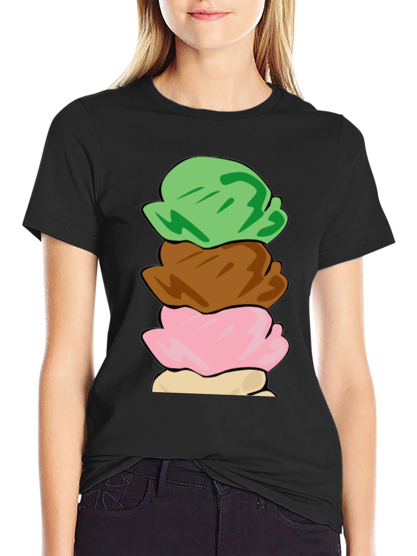 Ice Cream Scoop Stack Graphic T-Shirt