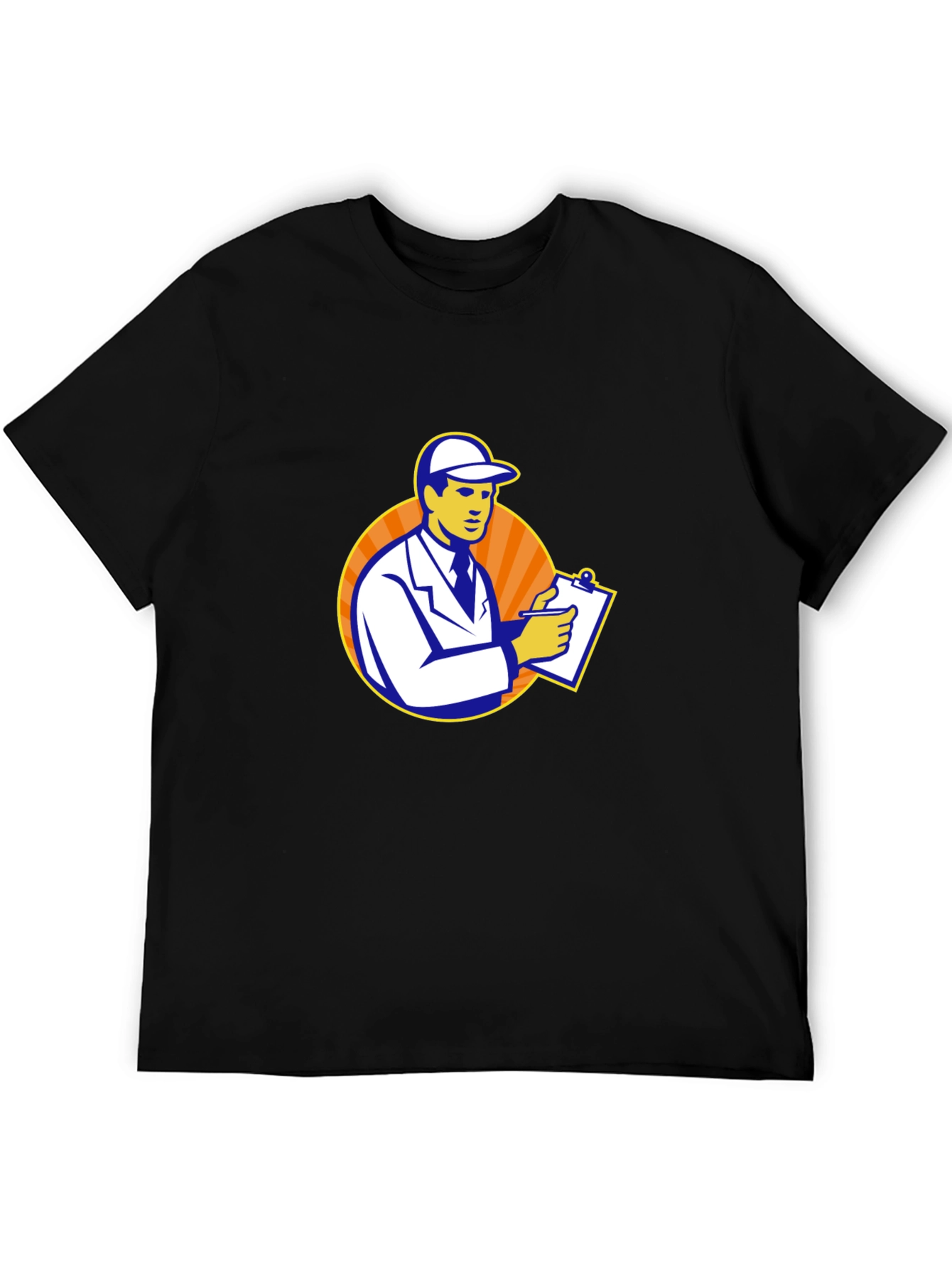 Cartoon Inspector Graphic Black T-Shirt
