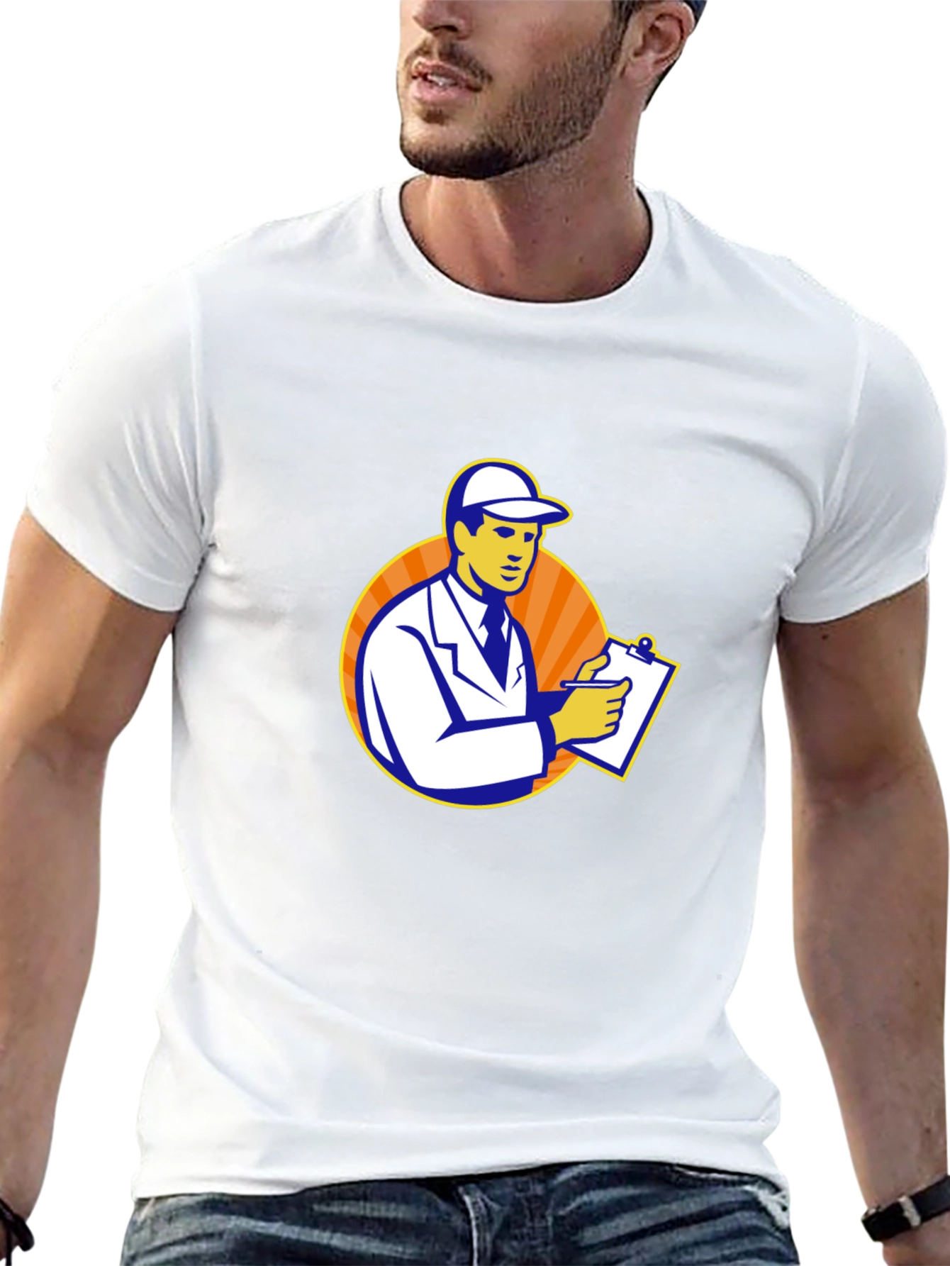 Cartoon Inspector Graphic Black T-Shirt