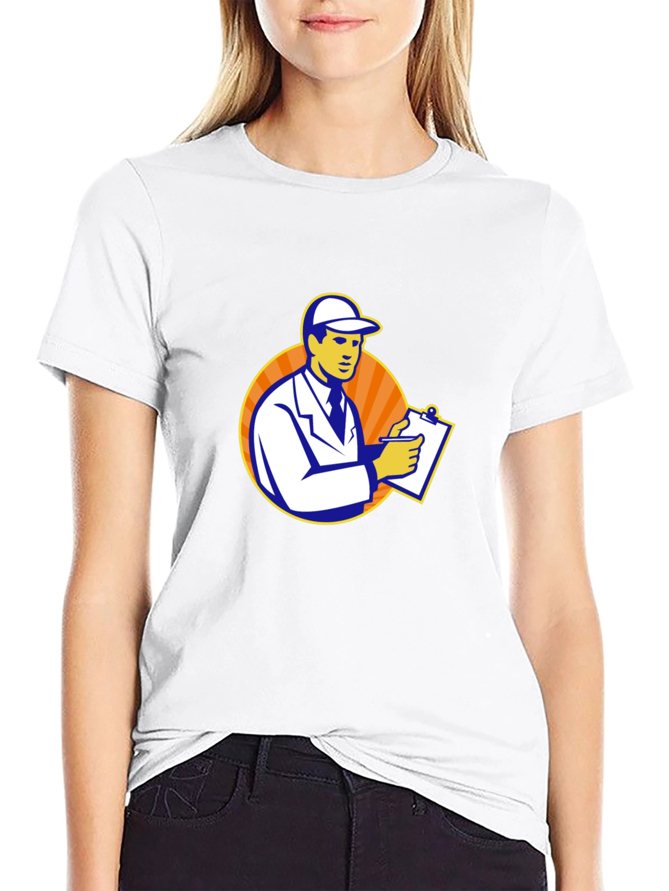 Cartoon Inspector Graphic Black T-Shirt