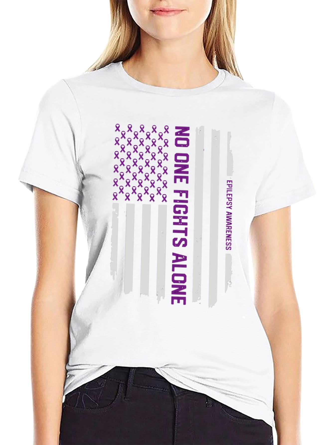 Epilepsy Awareness T-Shirt: No One Fights Alone