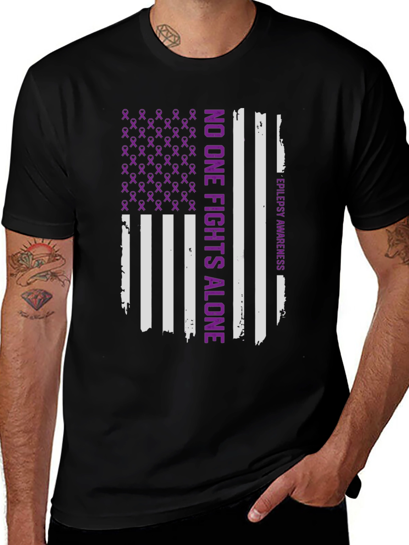 Epilepsy Awareness T-Shirt: No One Fights Alone