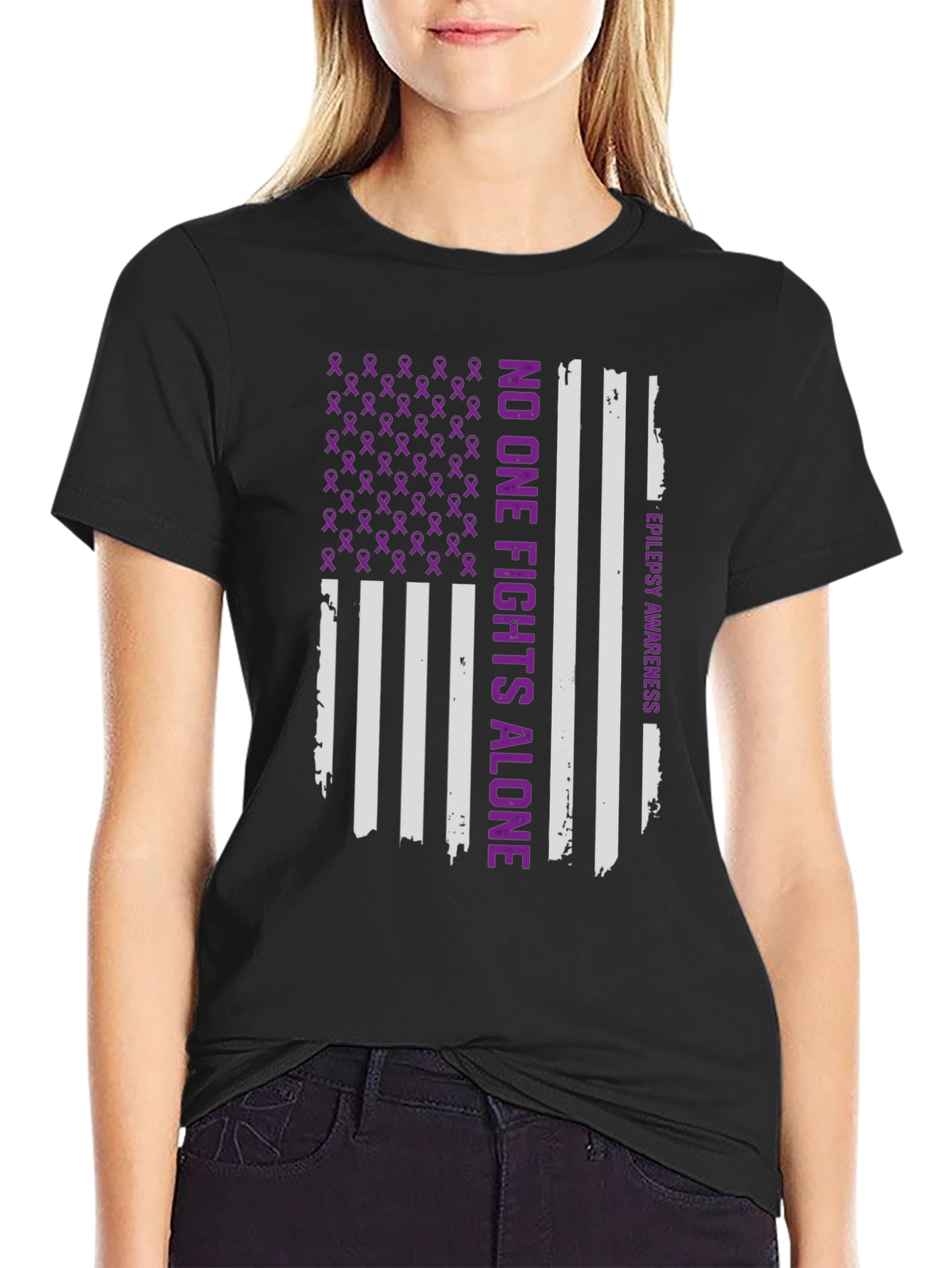Epilepsy Awareness T-Shirt: No One Fights Alone