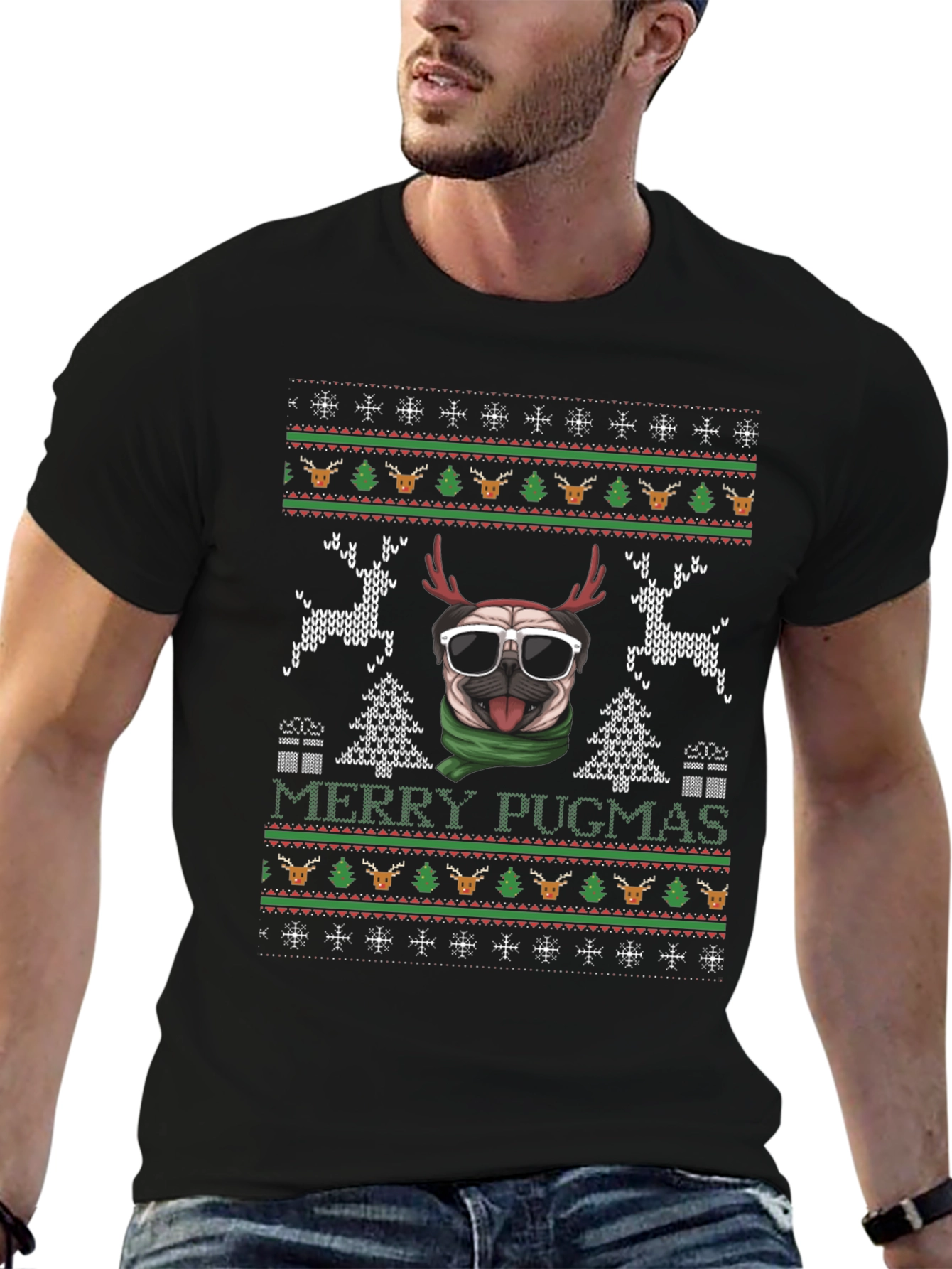 Merry Pugmas Ugly Christmas Sweater T-Shirt